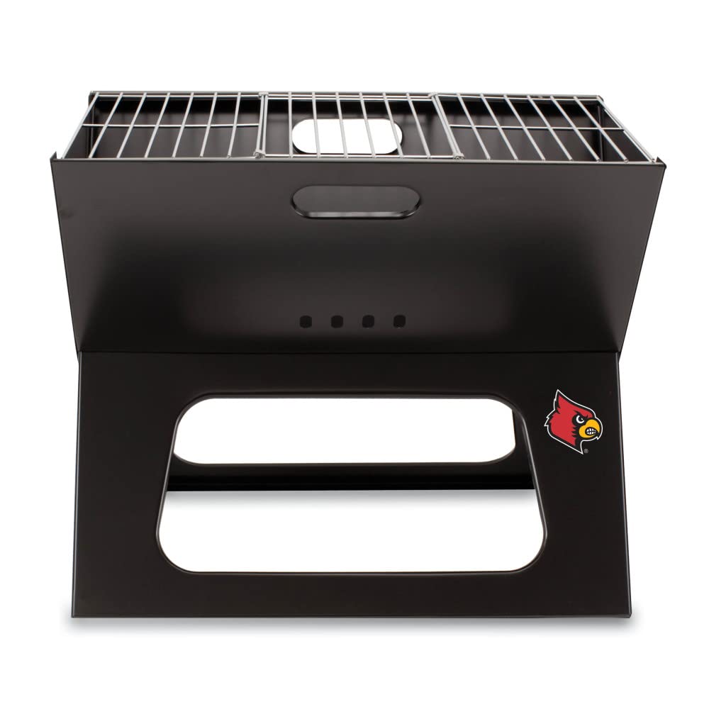 PICNIC TIME NCAA Louisville Cardinals X-Grill Portable Charcoal Grill - Compact Camping Grill for Tailgating, Backyard BBQ, Picnics & Outdoor Adventures