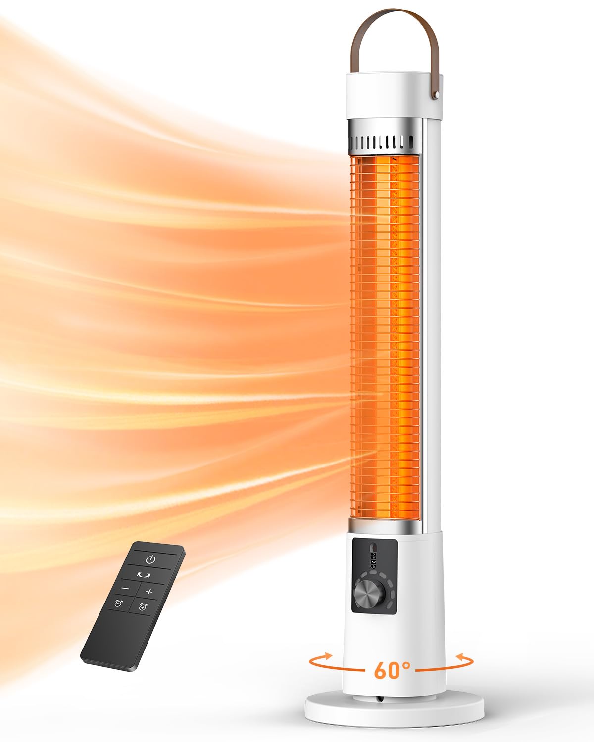 Outdoor Patio Heater & Indoor Electric Space Heater - Portable Infrared Heater with Timer & 60° Oscillation - Perfect for Backyard, Deck, Garage, and Home Heating