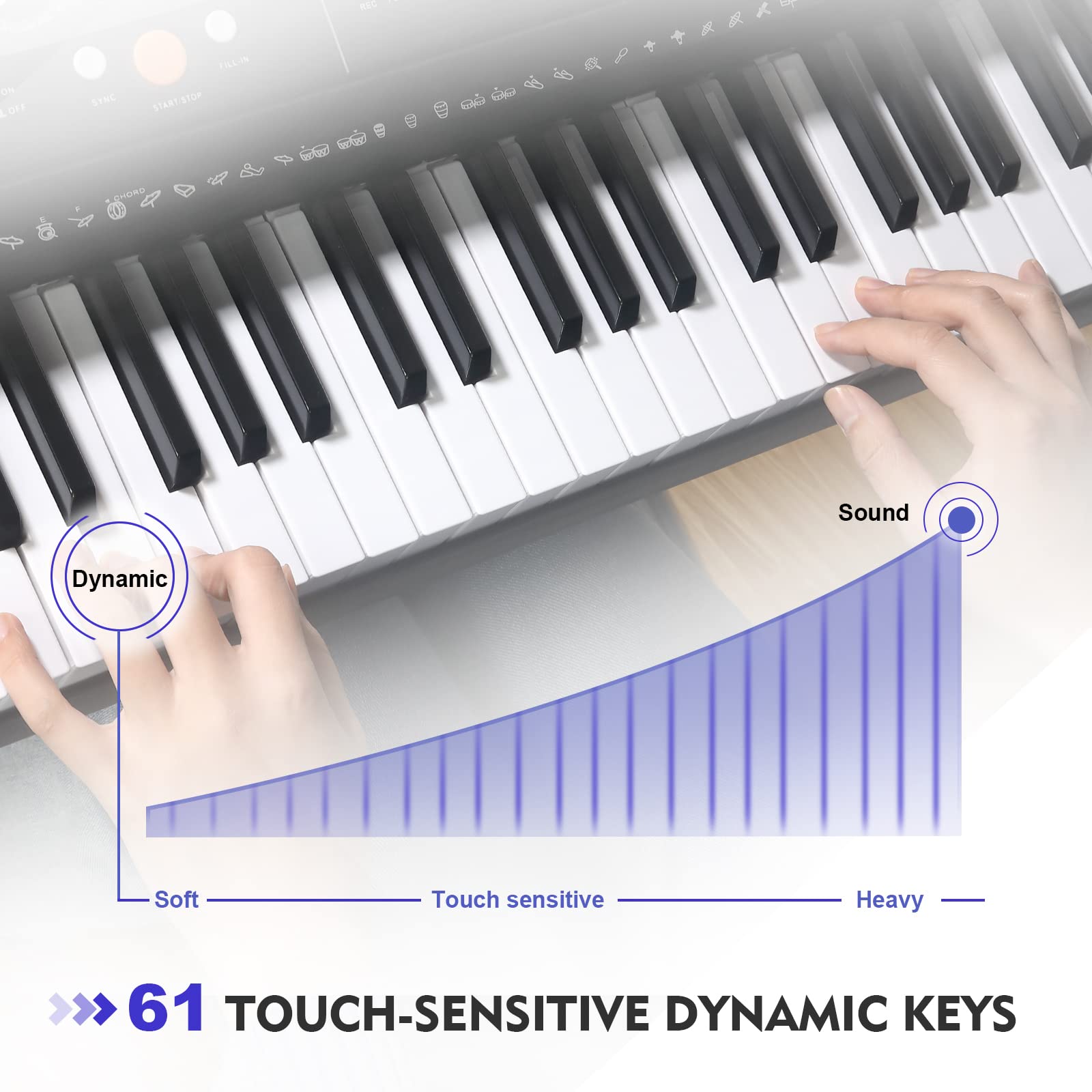 MUSTAR 61 Key Digital Piano Keyboard with Stand - Touch Sensitive Keys for Beginners, Includes Headphones & Microphone - MP3/USB/LCD Screen - Perfect for Home Practice, Music Lessons & Holiday Gifts