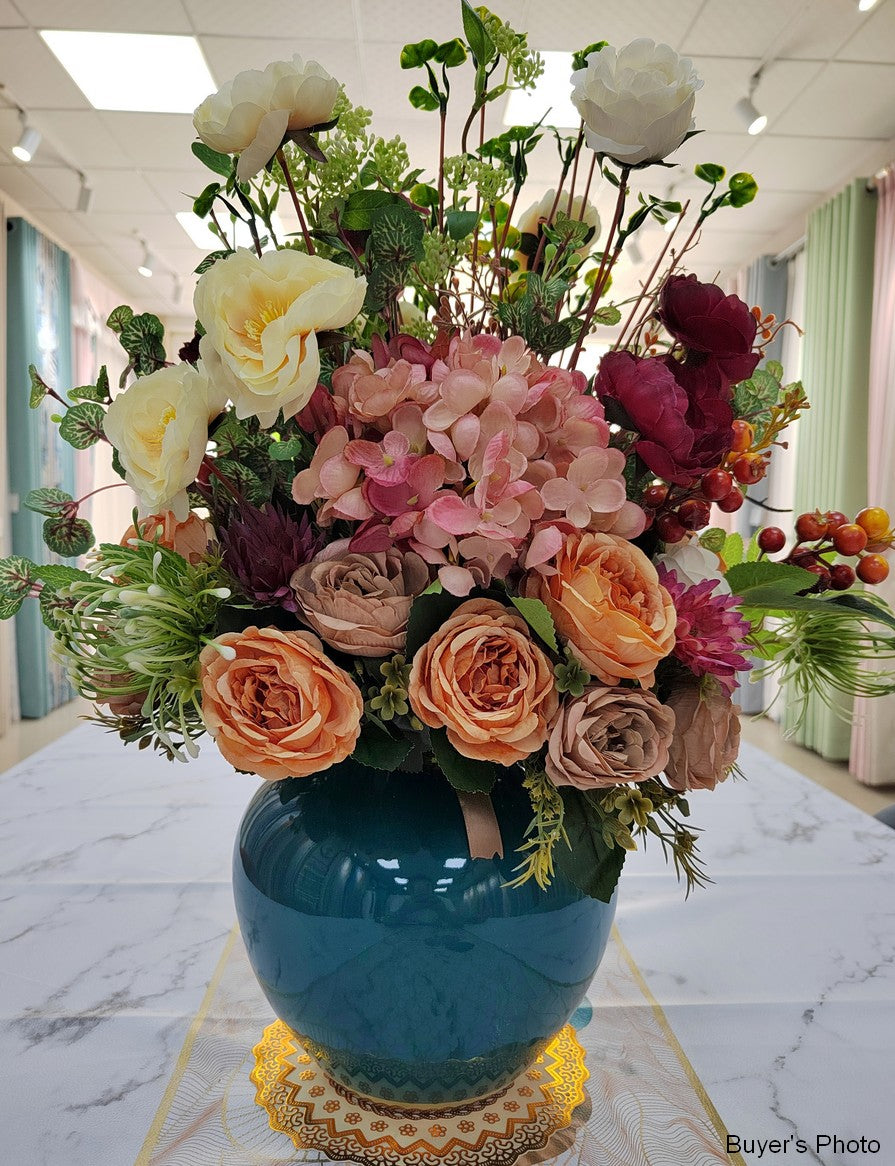 Creative Modern Artificial Floral Arrangement - Large Silk Flower Bouquet for Bedroom Decor, Table Centerpiece, Wedding & Home Interior Design | Faux Flowers for Living Room, Office, Dining Table Decoration
