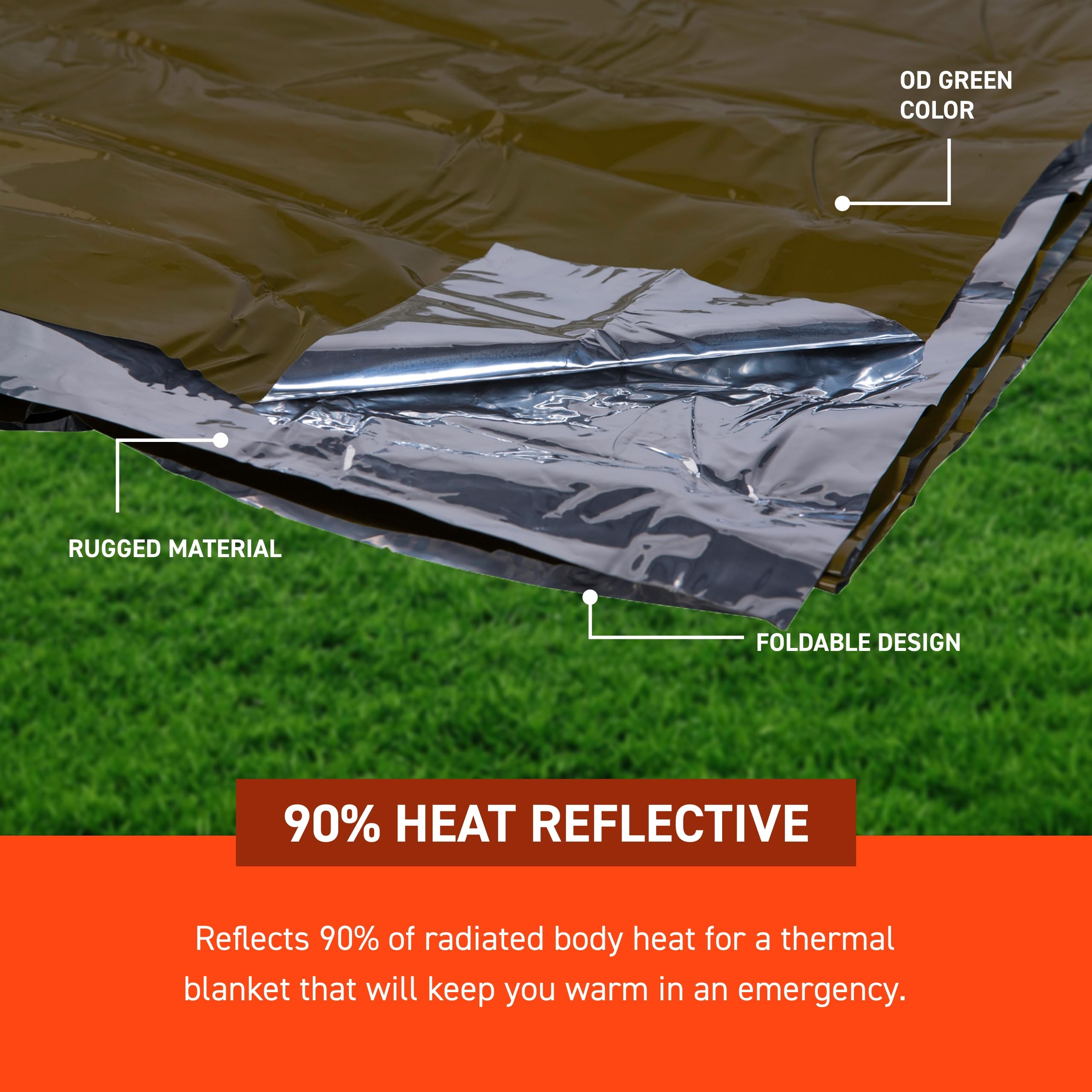 S.O.L. Heavy Duty Emergency Survival Blanket - 90% Heat Reflective for Outdoor Camping, Hiking & First Aid Kits - Perfect for Wilderness Survival & Emergency Preparedness