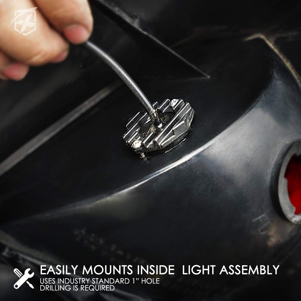 Xprite Amber LED Hideaway Strobe Lights Kit - 4PC Emergency Warning Flashing Lights for Grille, Headlight & Taillight - Ideal for Construction Vehicles, Tow Trucks, ATV, UTV & Cars - Perfect for Roadside Emergencies, Hazard Warnings & Off-Road Safety