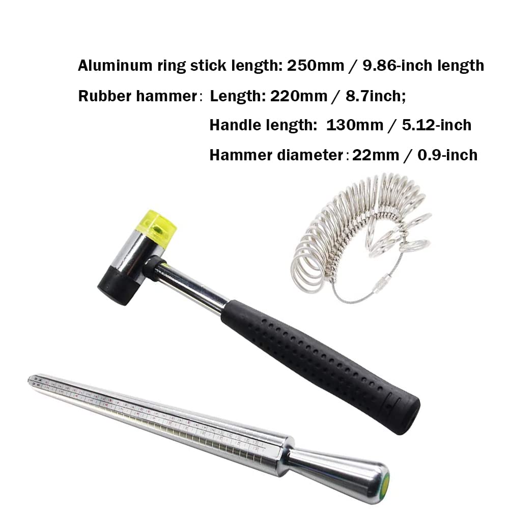 Utoolmart Professional Ring Sizer Measuring Tool Kit - 28 Circle Models Finger Gauge with Rubber Hammer for Jewelry Making (US/UK Sizes A-Z) - Perfect for Engagement Rings, Wedding Bands & Jewelry Crafting at Home or Store
