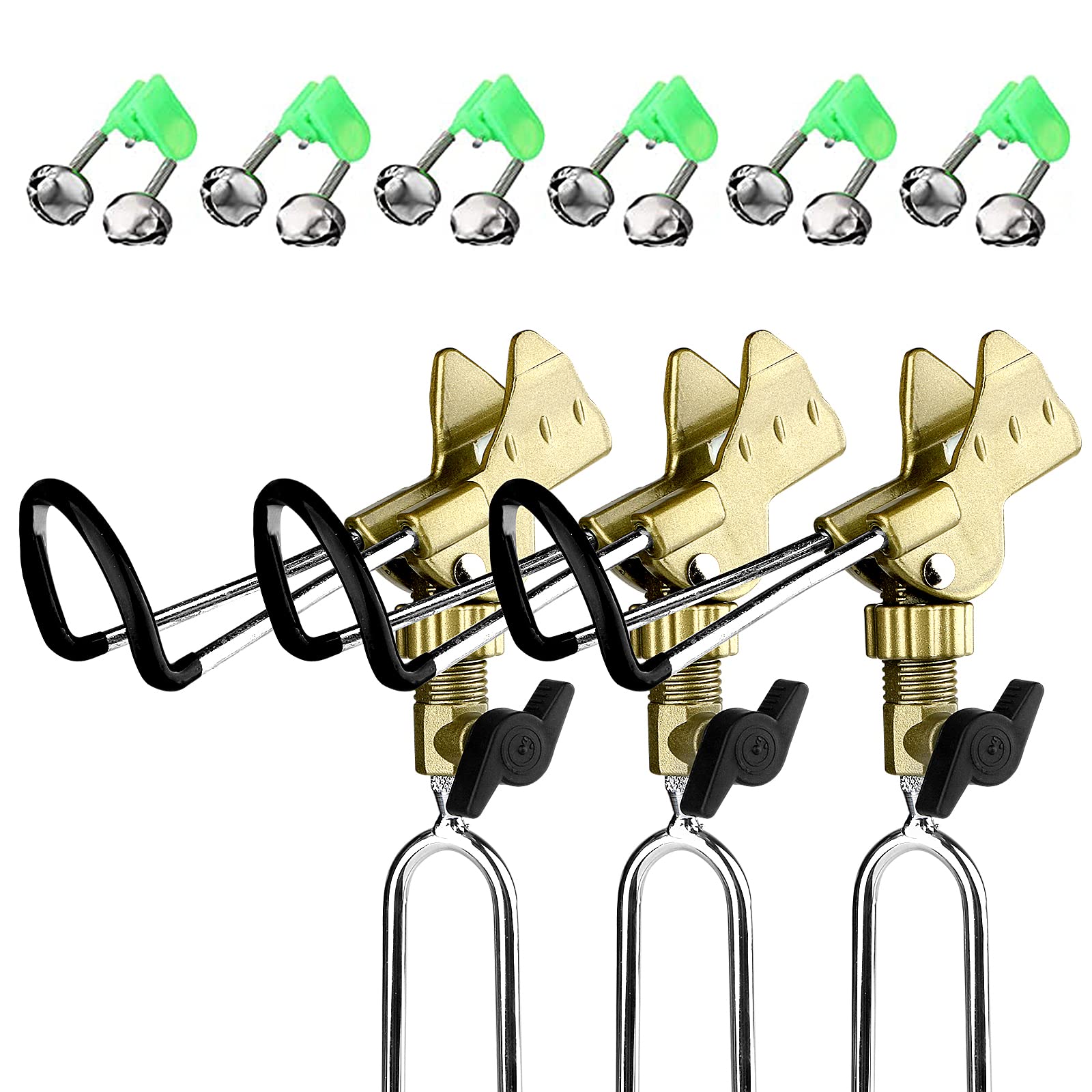 **Universal Adjustable Fishing Rod Holder with Alarm Bells - Dual-Purpose Hand & Sea Ground Plug for Bank Fishing | Perfect for Shore, Boat & Ice Fishing**