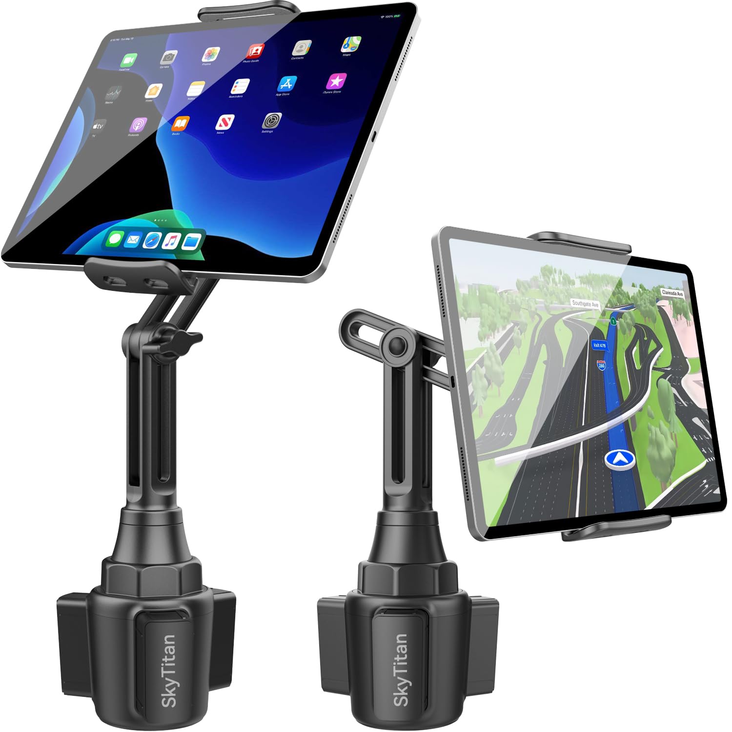 Adjustable Car Cup Holder Mount for iPad & Samsung Tablets (5-11