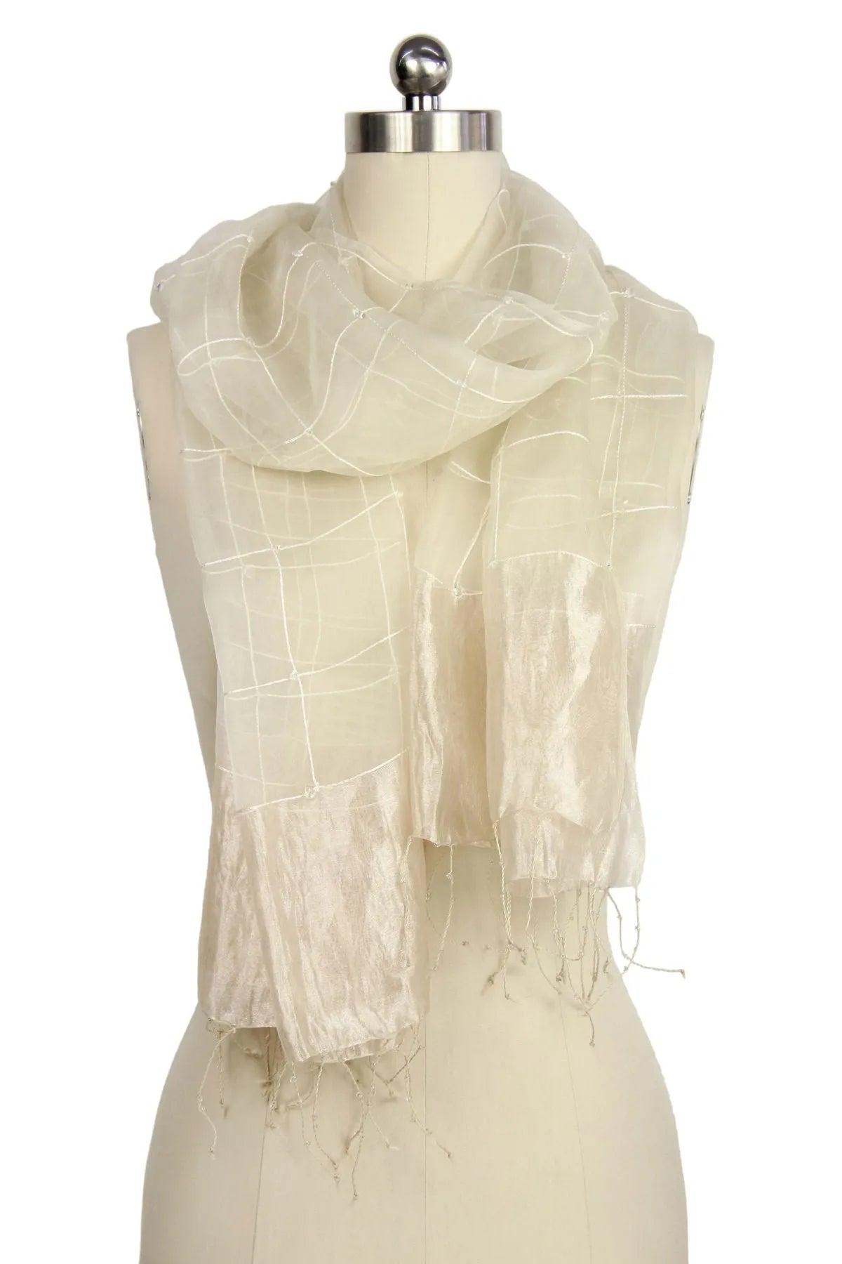 Embroidered Silk Fringed Scarf - Elegant Fashion Accessory for Women, Perfect for Parties, Weddings & Everyday Wear