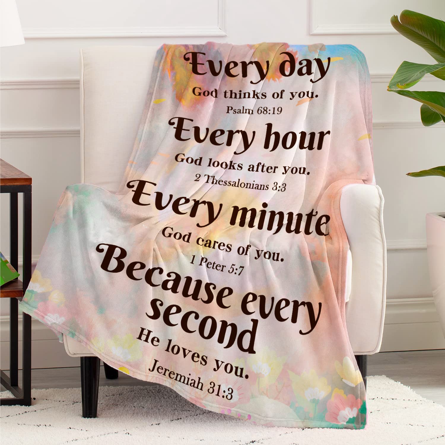 50x60 Inch Inspirational Christian Throw Blanket for Women - Religious Gifts with Prayers & Bible Verses - Soft Spiritual Blanket for Catholic Women, Birthday Gift Ideas - Perfect for Prayer Time, Bible Study & Cozy Home Decor