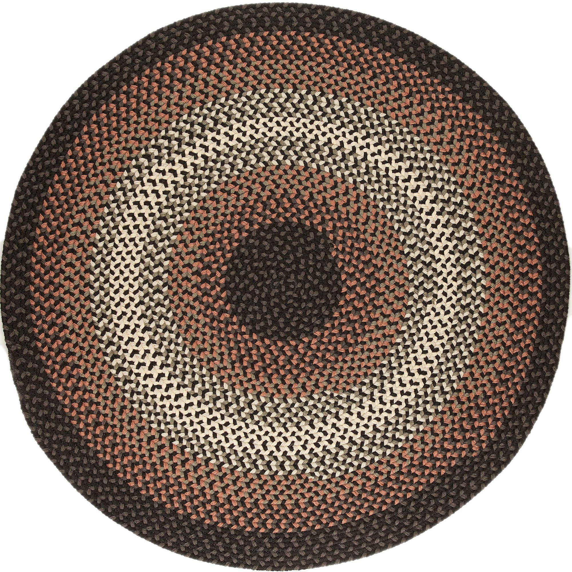 Super Braided Area Rugs - Pinecrest Indoor/Outdoor Non-Slip Round Rug for High Traffic Areas - Durable Kitchen Carpet - Black Multi Color - 4' Round - Perfect for Living Room, Patio & Entryway