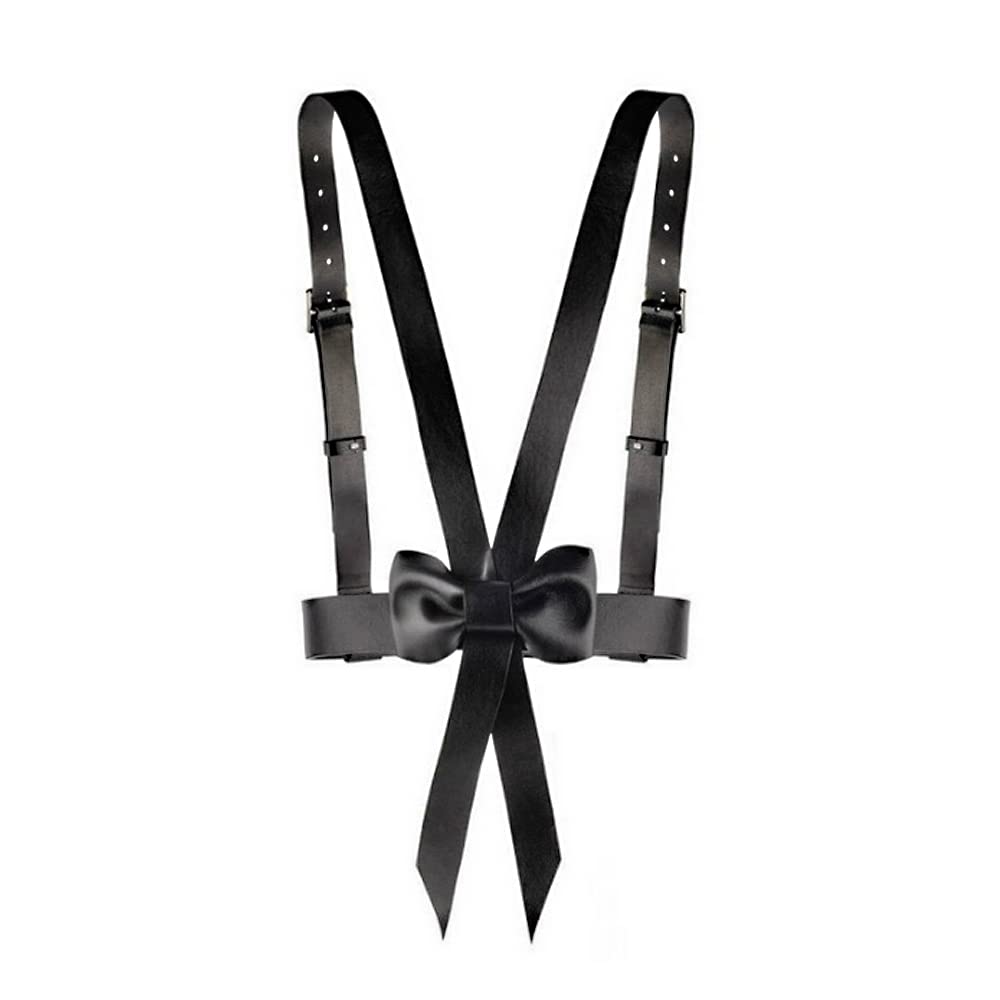TOFBS Punk Waist Harness Belt - Adjustable Black Leather Body Chain for Women & Girls - Gothic Chest Vest Belt for Cosplay, Rave, Halloween Costume & Fashion Accessories