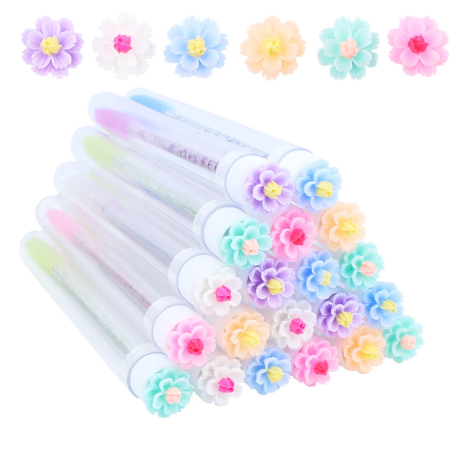 20 Pcs Reusable Mascara Wands & Tube Set - Lash Spoolies, Eyelash Extension Brushes, Makeup Applicator Tools (Cherry Blossom Mix) - Perfect for Professional Salons, DIY Lash Extensions & Home Makeup Kits