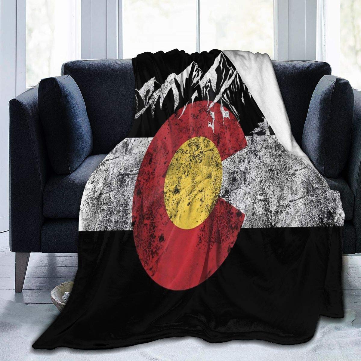 Colorado Flag Vintage Mountain Sherpa Fleece Throw Blanket - 60