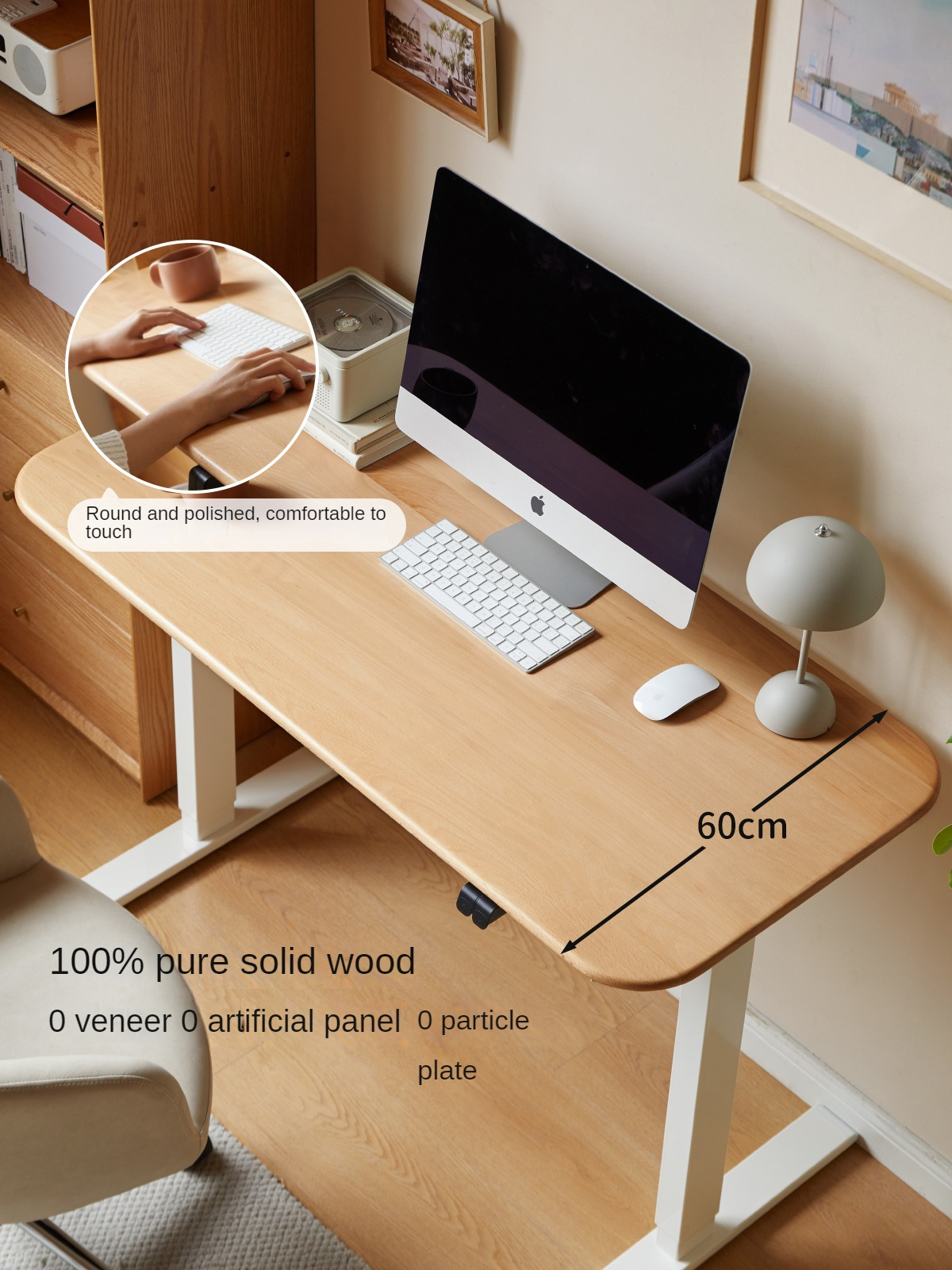 Ergonomic Beech Solid Wood Smart Electric Height Adjustable Standing Desk - Perfect for Home Office, Gaming & Workspace Productivity