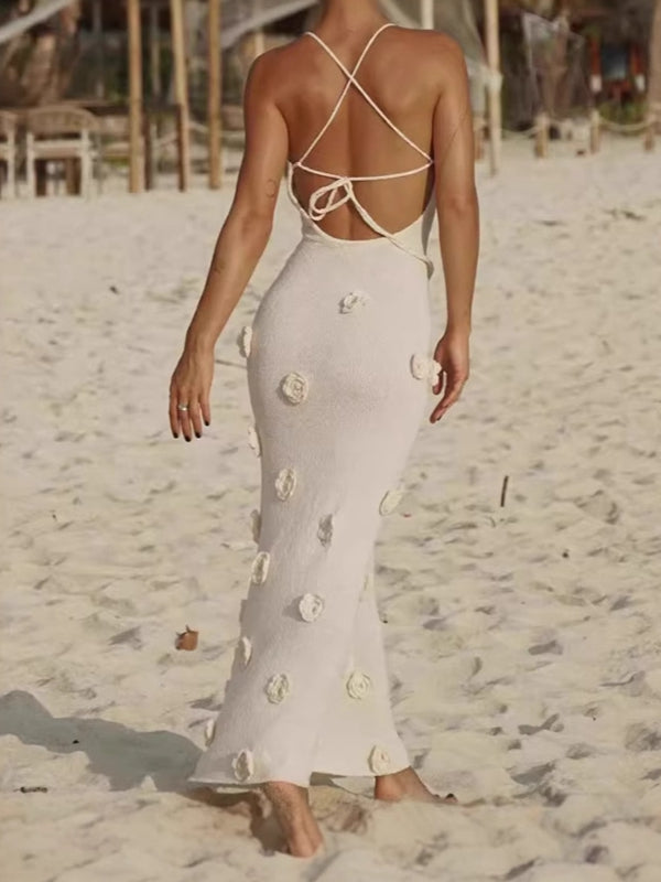 ZASUWA Women's Sexy Floral Backless Bikini Cover Up Dress - Perfect for Beach, Pool, and Summer Vacations
