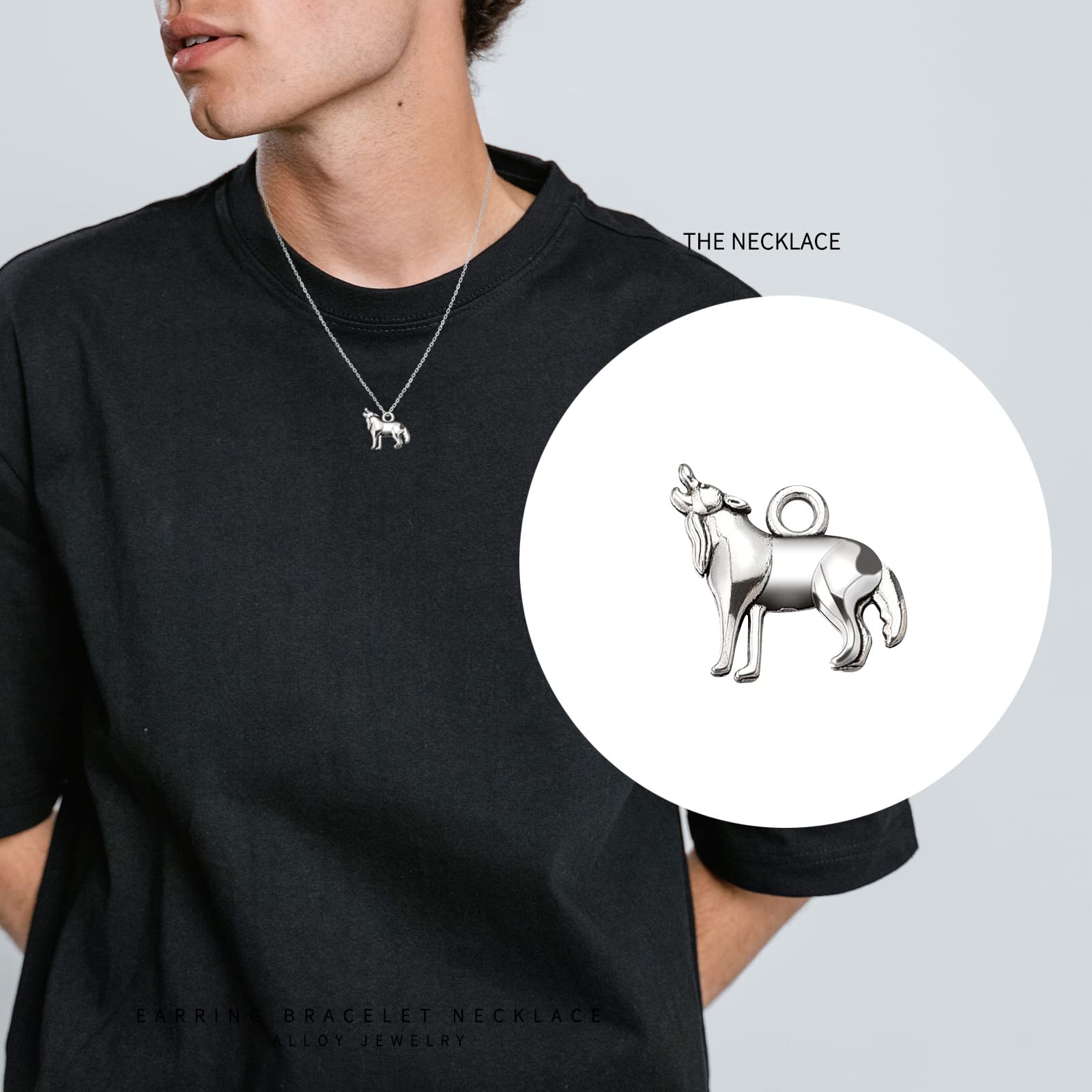 50Pcs Antique Silver Alloy Howling Wolf Charms - DIY Jewelry Making Supplies for Bracelets, Necklaces, Earrings - Perfect for Crafting, Gifts & Gothic Fashion Accessories