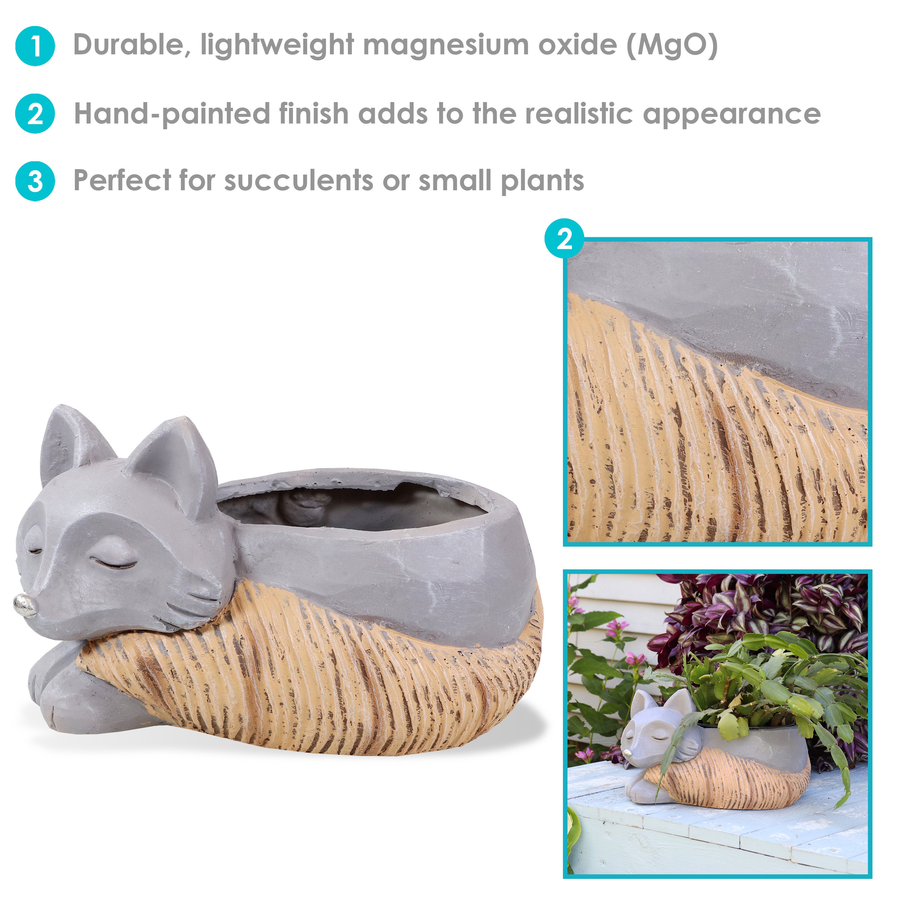 Sunnydaze Finley the Fox Indoor Planter Statue - 8