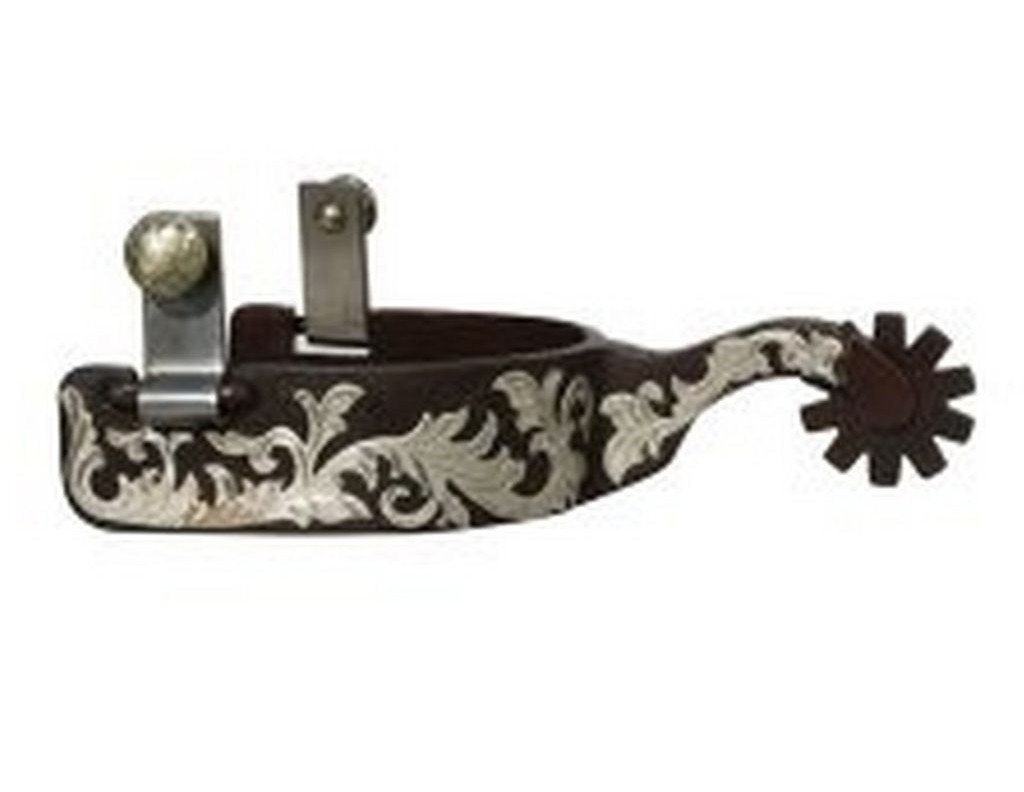 Equine Shank Floral Spurs - Medium Size Pair for Horse Riding & Equestrian Training | Western & English Style Spurs for Cowboy Boots
