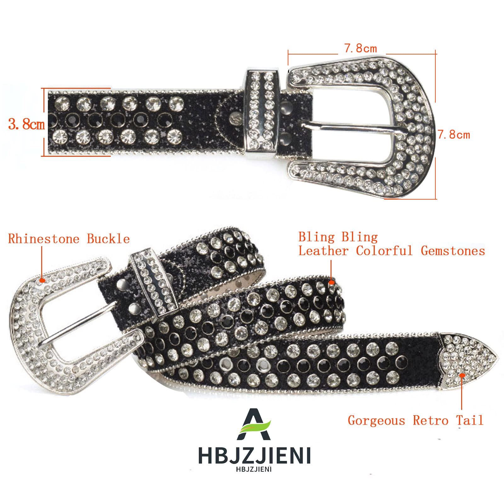 Rhinestone Western Belt for Women - Fashion Studded Leather Bling Belt with Fringe - Cowgirl Style Accessory for Parties, Concerts & Country Events