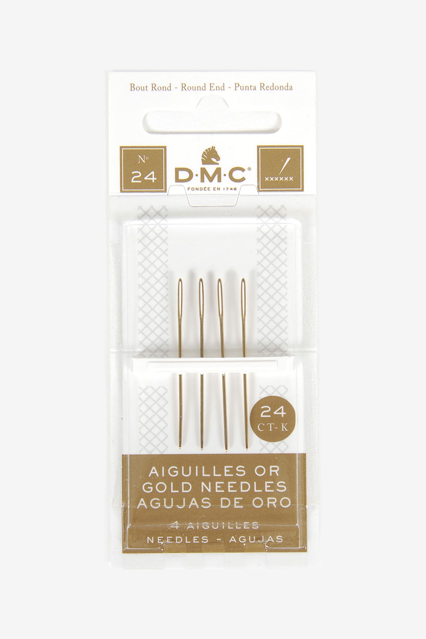 DMC Gold Tapestry Hand Needles Size 24 (4-Pack) - Premium Embroidery Needles for Cross Stitch, Needlepoint & Hand Sewing Projects