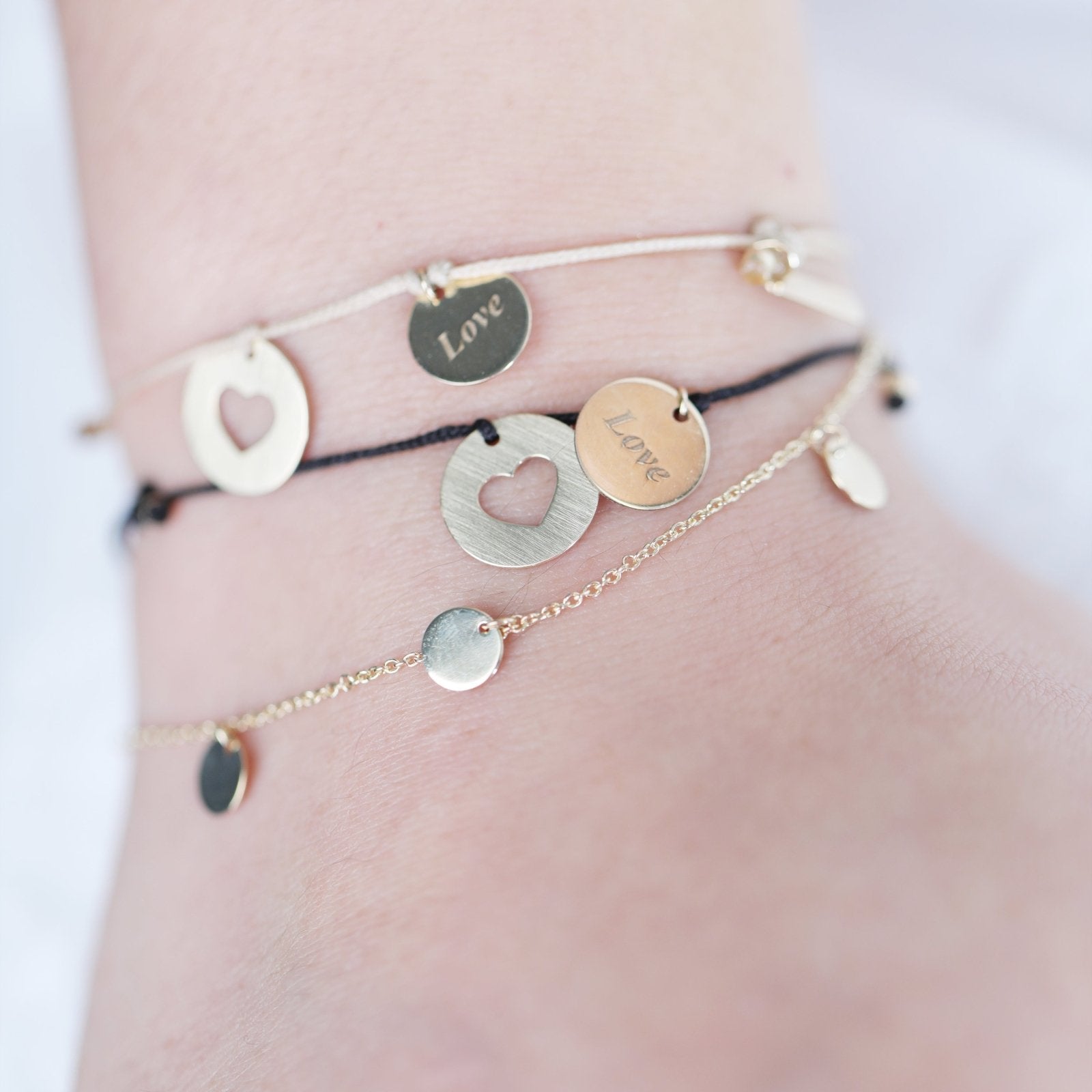 10k Solid Yellow Gold Love Charm Bracelet for Women - Perfect Gift for Valentine's Day, Anniversary & Special Occasions