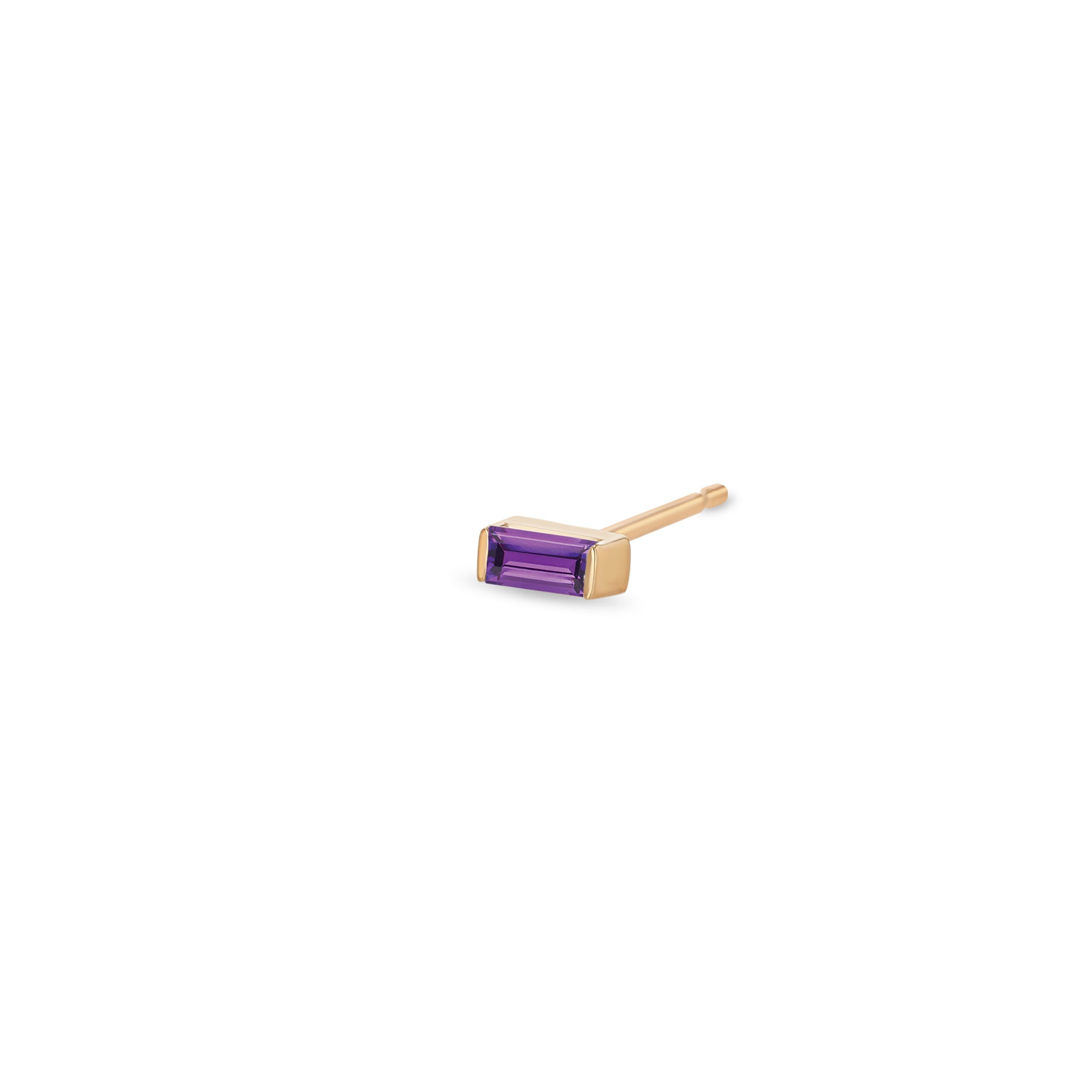 14K Gold Amethyst Baguette Stud Earrings - February Birthstone Jewelry for Women | Perfect Gift for Valentine's Day, Anniversary & Special Occasions