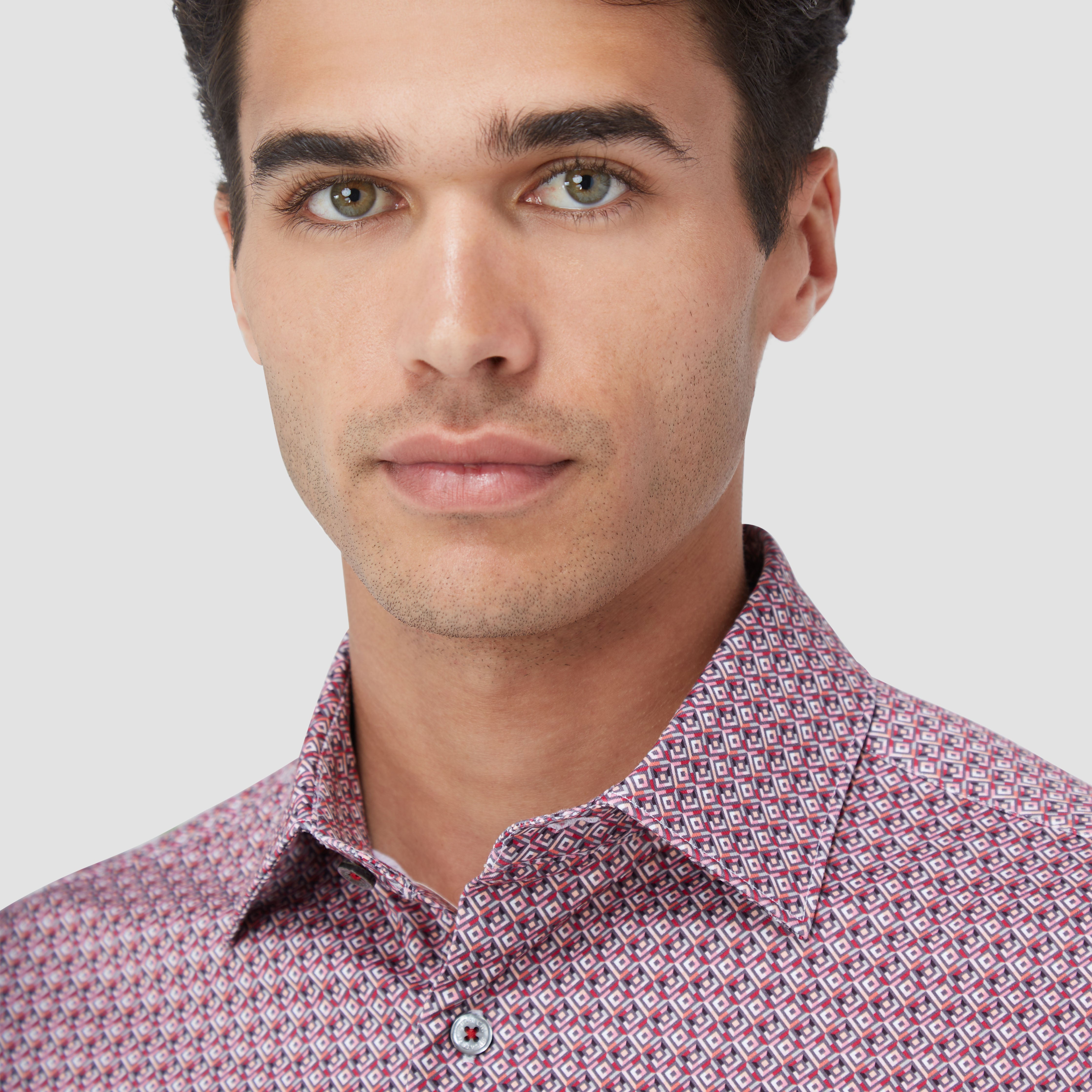 James Geometric Print Cotton Shirt for Men - Stylish Casual Button Down Shirt for Office, Party, and Everyday Wear