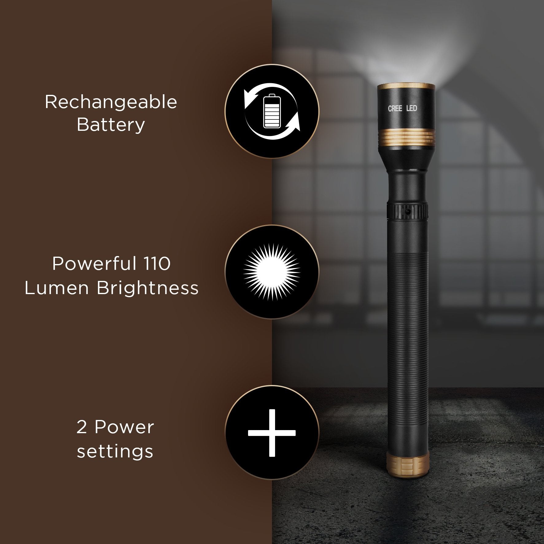 Duronic RFL901AA Rechargeable LED Flashlight - Super Bright 600m Beam, 2200mAh Battery, Adjustable Focus with AC Charger | Perfect for Camping, Hiking, Emergency & Outdoor Adventures