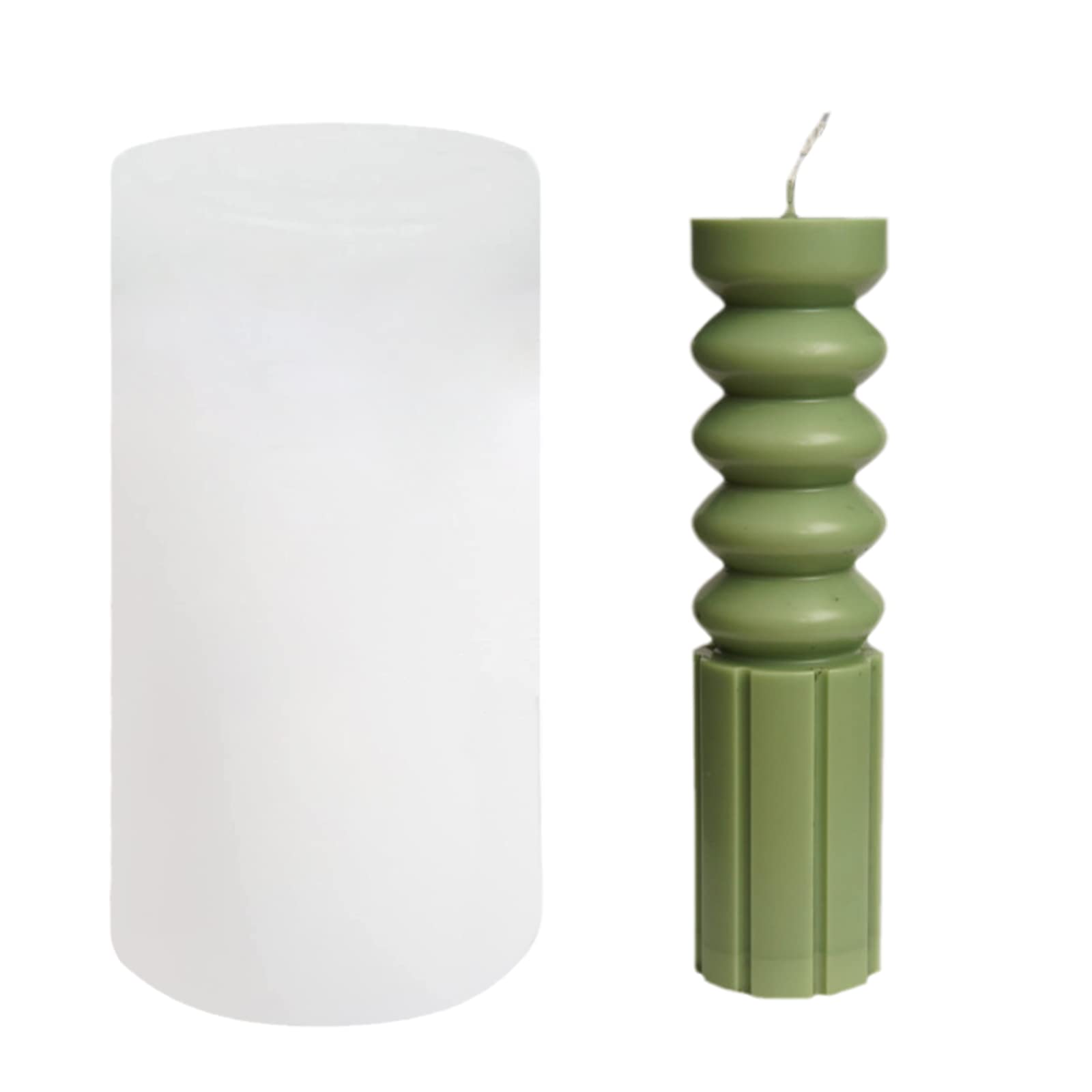 Abstract Geometric Striped Silicone Pillar Candle Mold - 6.1