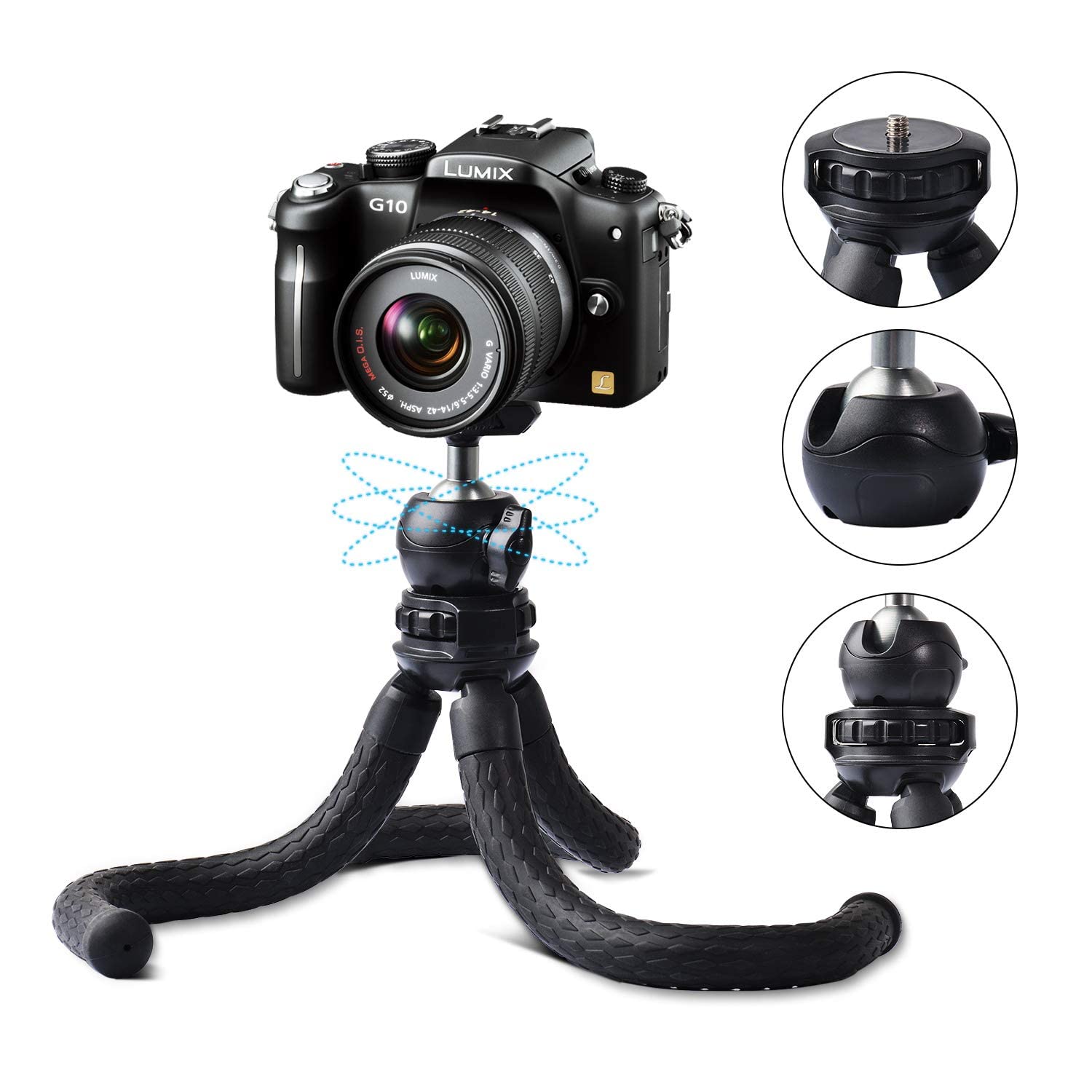 Ruittos Phone Tripod with Wireless Remote - Portable Flexible Tripod Stand with Vertical Adapter Mount for iPhone & Android - Perfect for Video Recording, Vlogging, Live Streaming & Photography