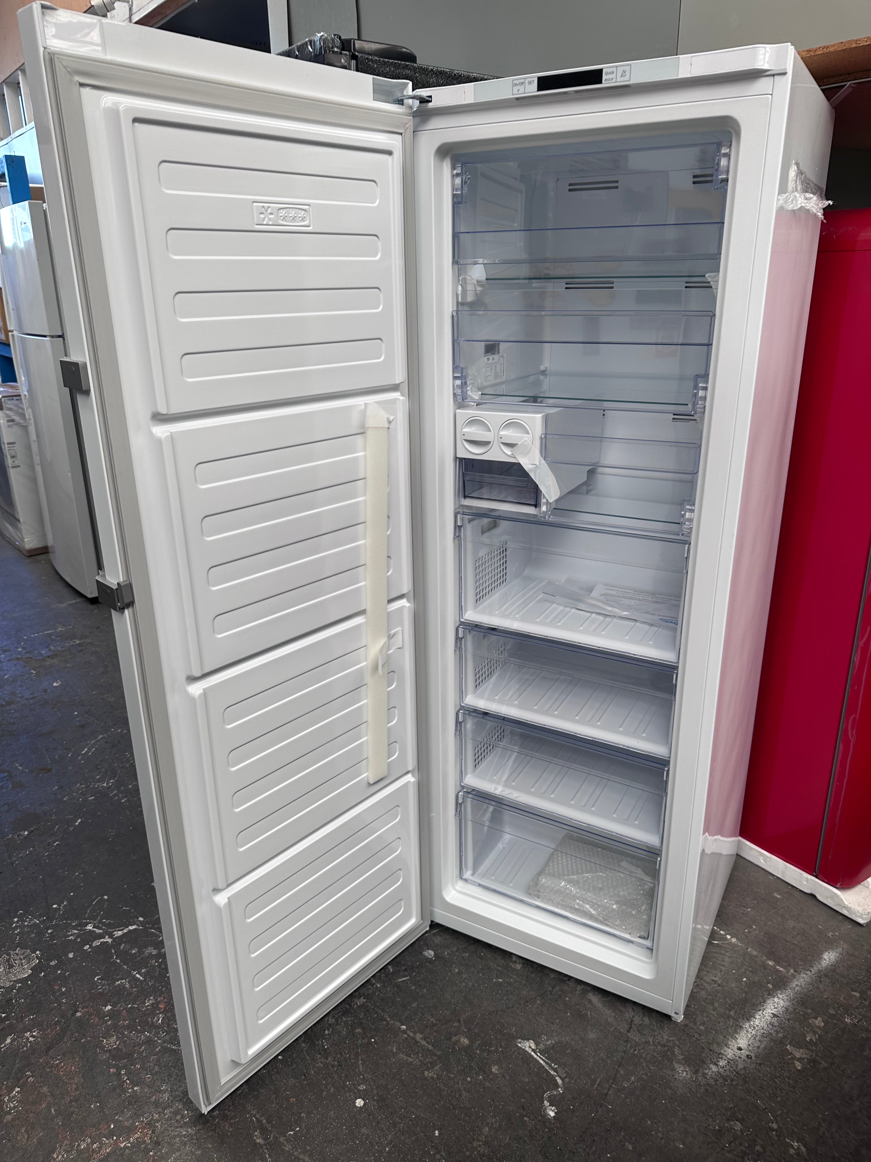 Beko 250L Upright Frost Free Freezer BVF290W - Energy Efficient European Made Appliance with 12 Month Warranty | Perfect for Home, Restaurant & Commercial Kitchen Storage