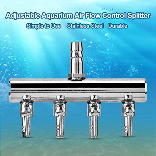 4-Way Stainless Steel Aquarium Air Valve Splitter for Fish Tank Oxygen Control
