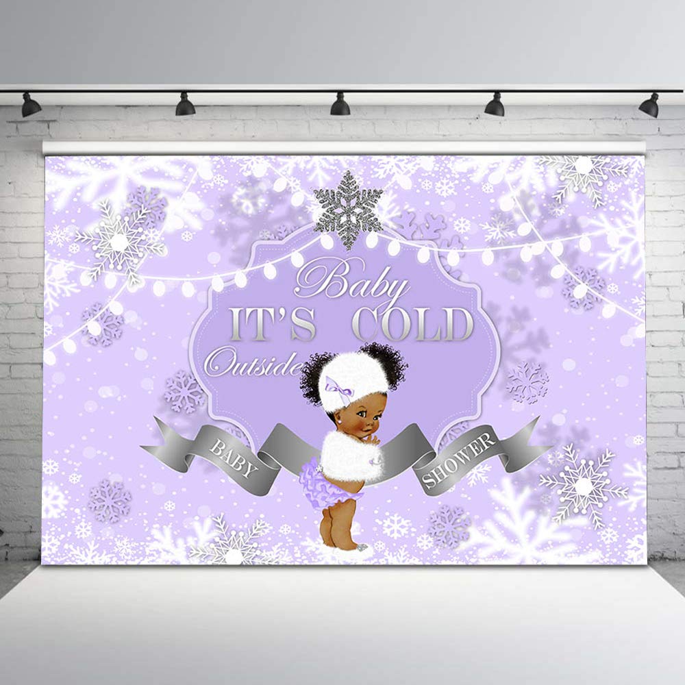 8x6ft Winter Purple Baby Shower Backdrop - Snowflake Design Vinyl Background for Girls' Baby Shower Party | Perfect for Indoor Decorations & Photography Backdrops