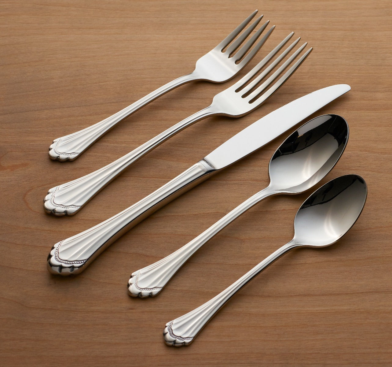 Premium Marquette 18/8 Stainless Steel 5-Piece Dinnerware Set - Elegant Flatware for Fine Dining, Wedding Gifts & Formal Occasions