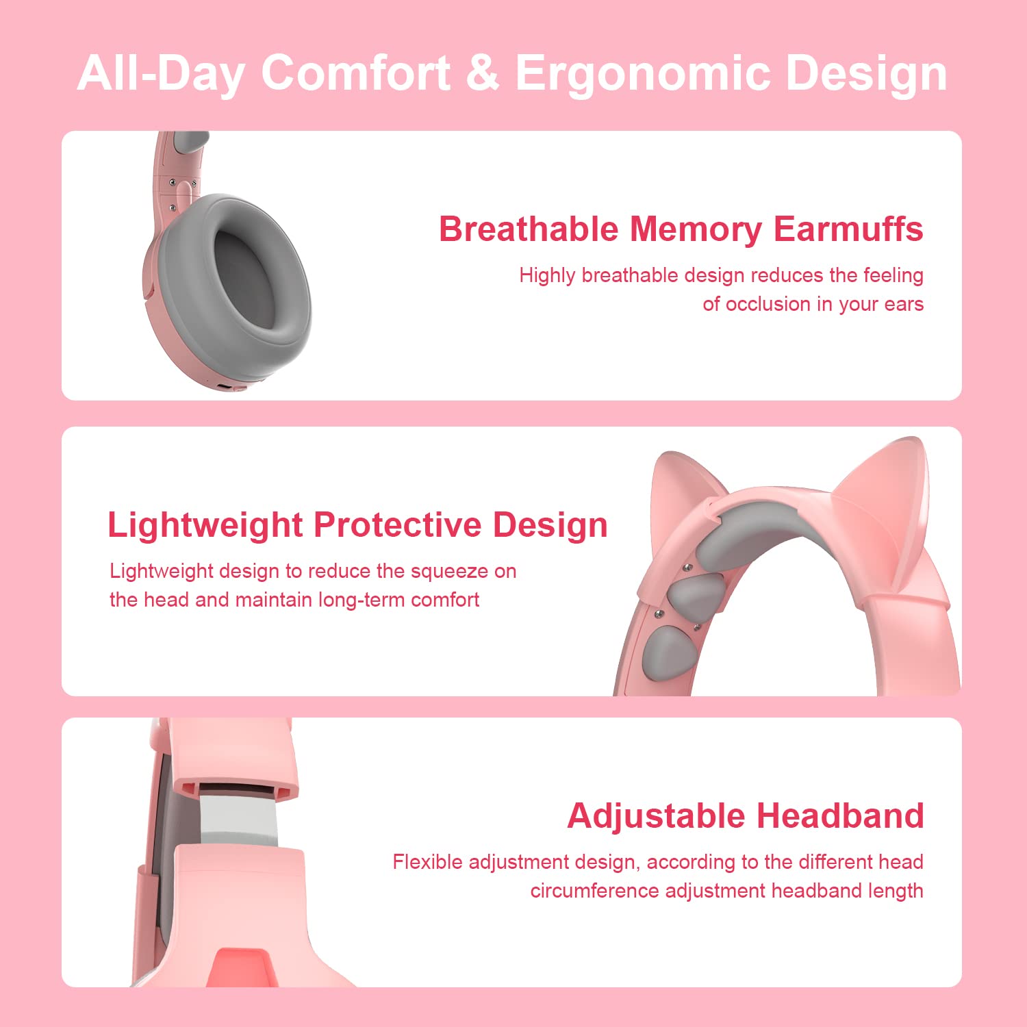PHOINIKAS PS4 & PS5 Gaming Headset with Detachable Mic - Wireless Bluetooth 5.3 Over-Ear Headphones for PC, Nintendo Switch, Phone, Laptop & Tablet - Noise Cancelling for Immersive Gaming & Music (Pink) | Perfect for Online Gaming, Streaming & Remote Work