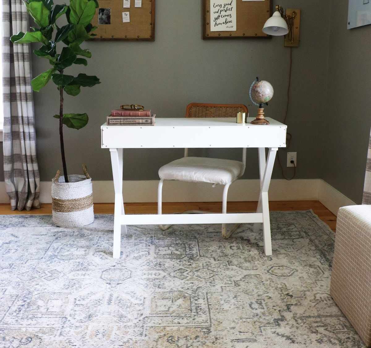 Hauteloom Hera Washable Area Rug 2' x 3' - Soft Ivory & Blue Modern Rug for Living Room, Bedroom, Dorm - Machine Washable Low Pile Indoor Carpet for Home Decor