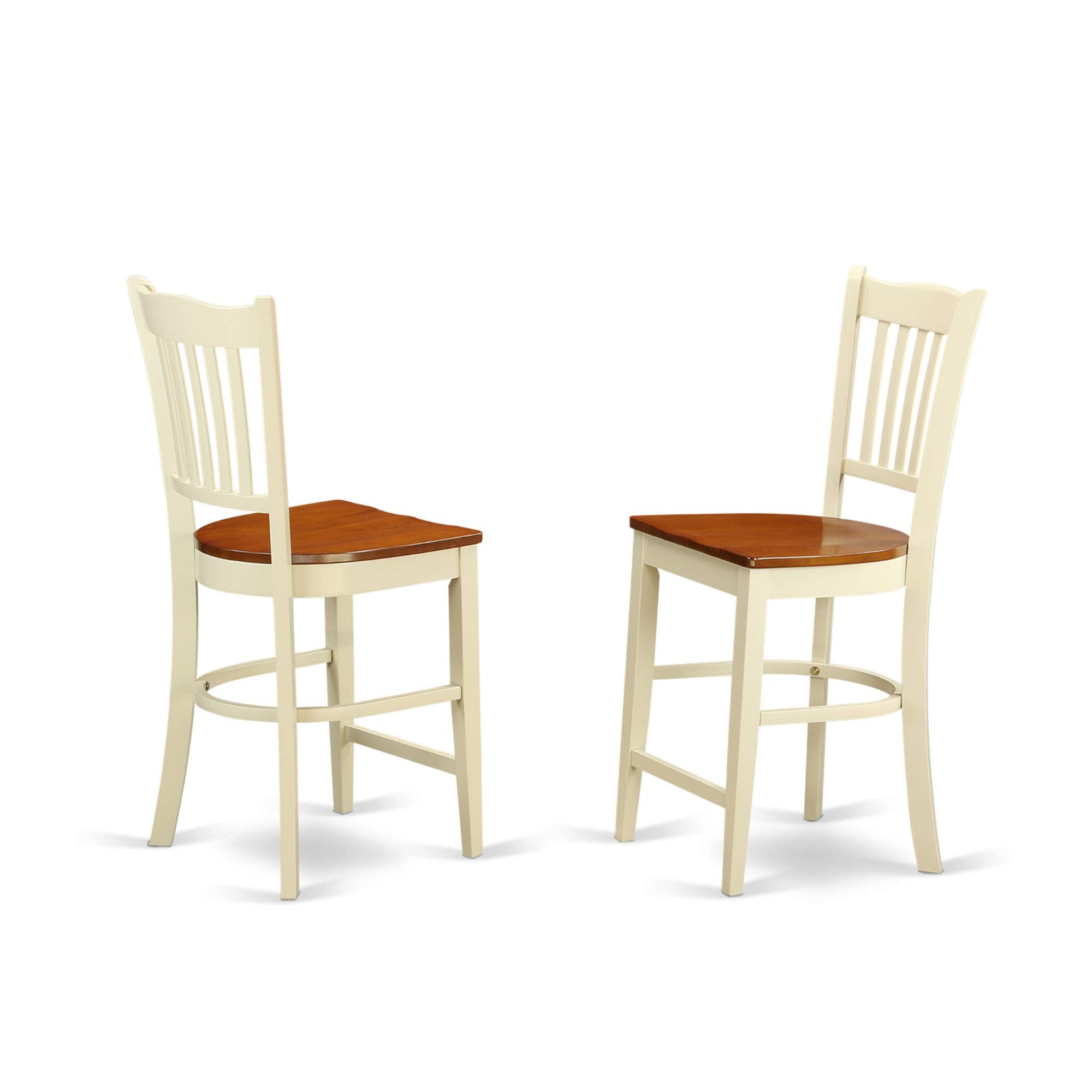 East West Furniture EDGR5-WHI-W 5-Piece Counter Height Dining Set - 30x30 Inch Round Pedestal Table with 4 Chairs in Buttermilk & Cherry - Perfect for Small Kitchens, Breakfast Nooks & Cozy Dining Spaces