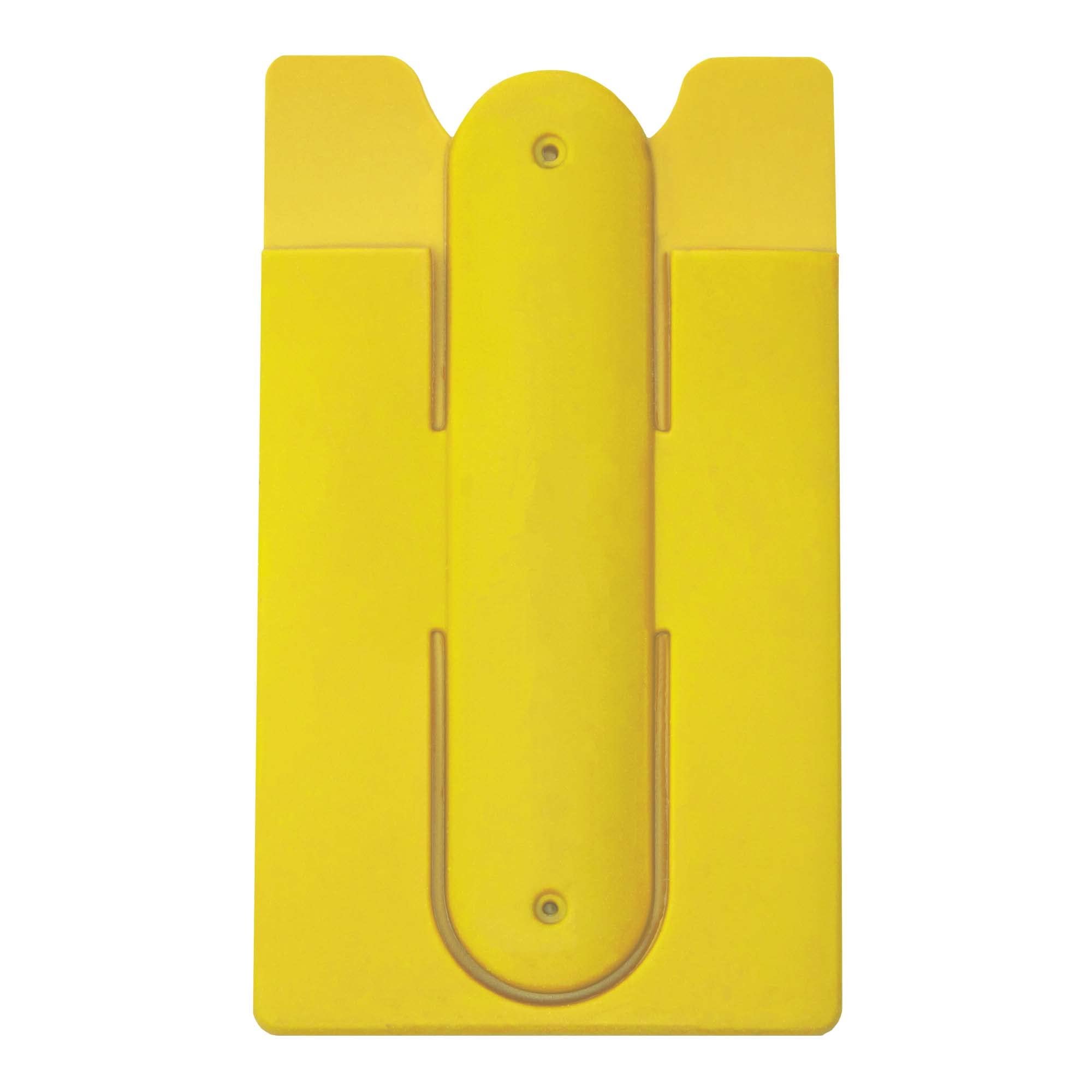 Stick On Wallet - Silicone Phone Card Holder with Stand, Adhesive Credit Card Pouch for iPhone & Samsung Galaxy (Yellow) | Perfect for Travel, Shopping & Everyday Use