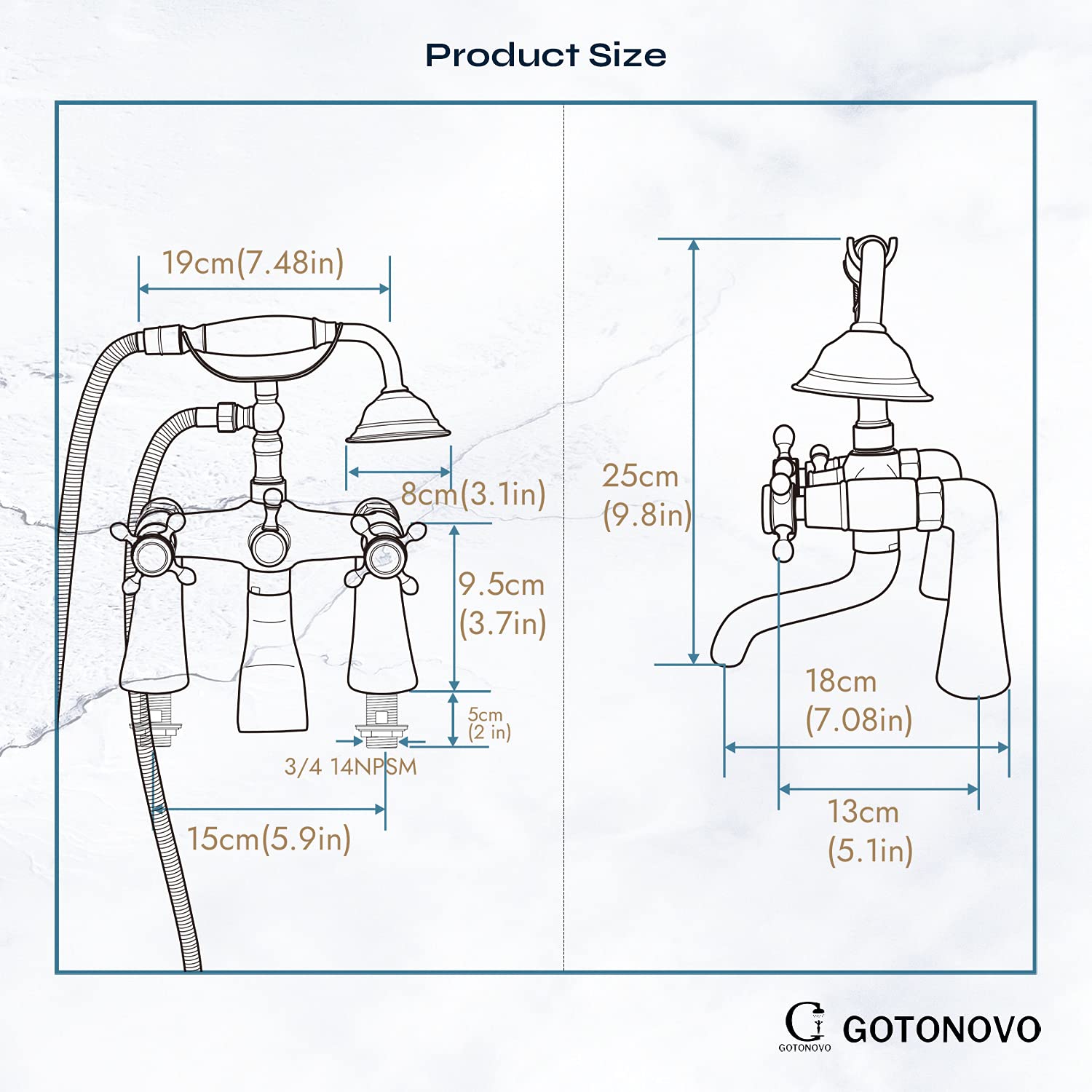 Oil Rubbed Bronze Shower Faucet Set - 8 Inch Rainfall Shower Head with 2 Cross Handles & Handheld Spray - Wall Mount or Deck Mount for Bathtub, Clawfoot Tub - Includes Telephone Shaped Sprayer - Perfect for Modern Bathroom Renovation and Spa-Like Shower Experience