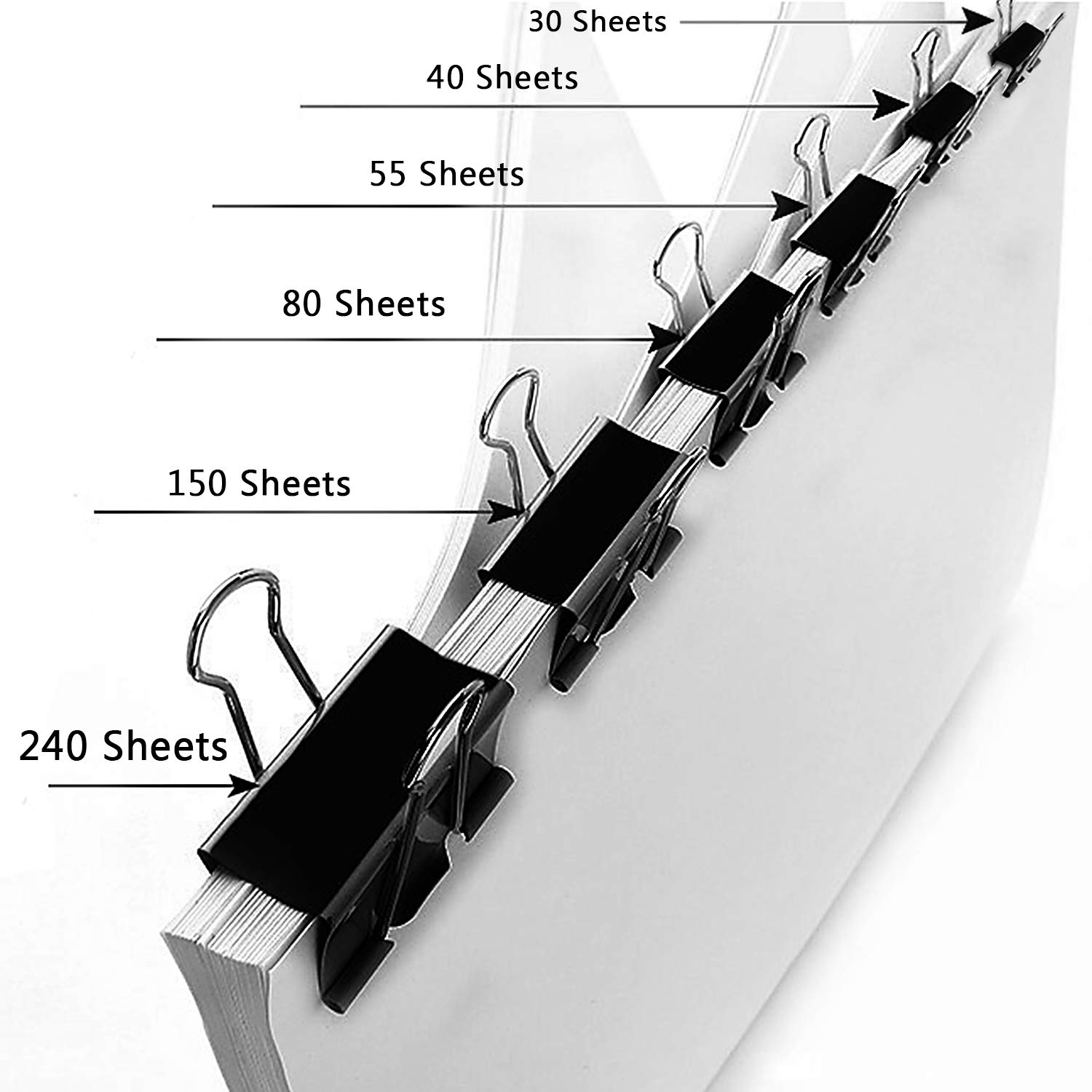 SANNIX 110 PCS Binder Clips Assorted Sizes - X-Large, Large, Medium, Small, Mini & Micro - Heavy Duty Paper Clamps for Office, Home, School, Organizing Documents, Photos & Artwork