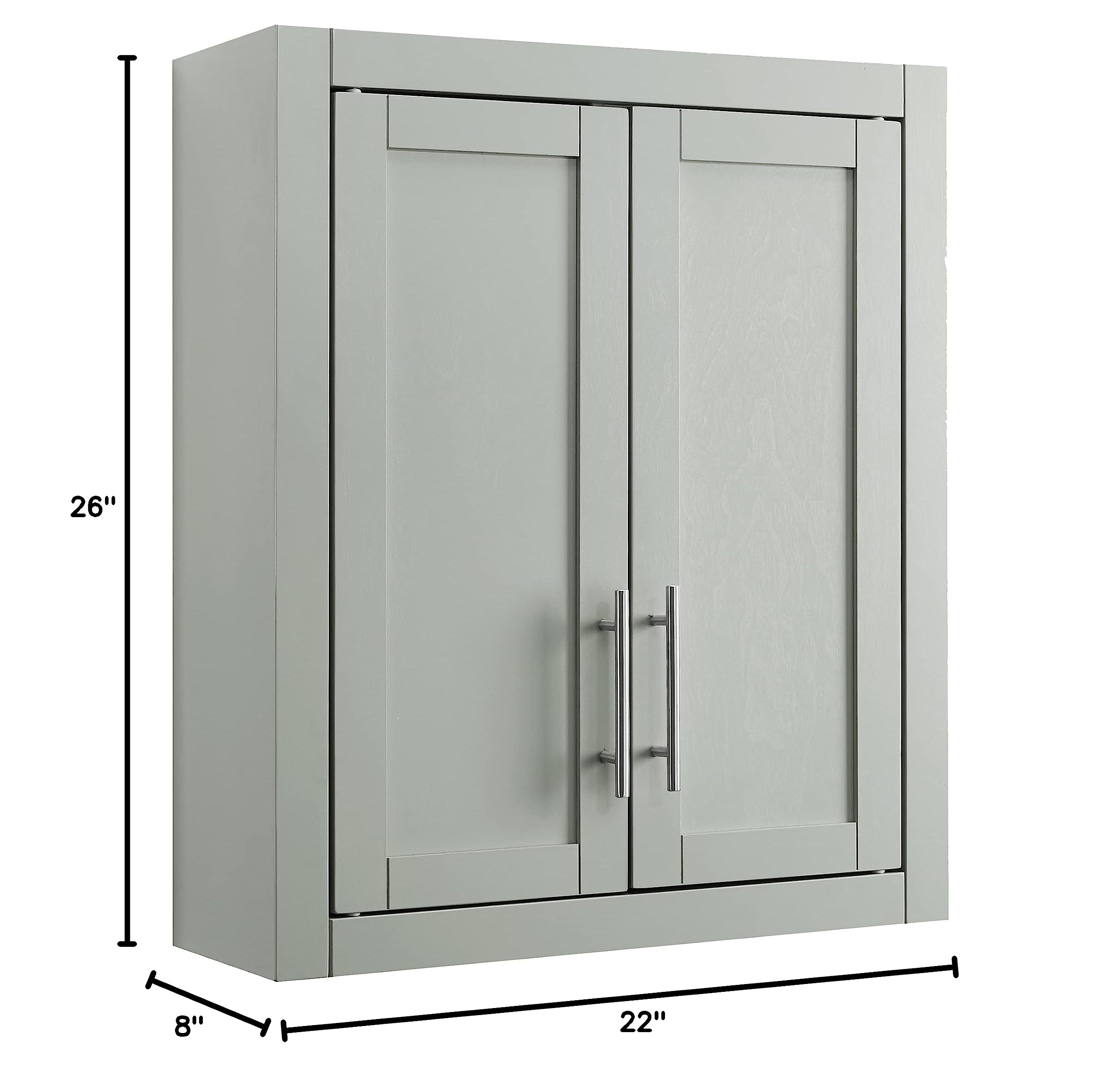 Crosley Savannah Wall Mounted Bathroom Storage Cabinet with Shelves - Gray Medicine Cabinet for Bathroom Organization & Space Saving - Perfect for Small Bathrooms, Apartments & Vanities