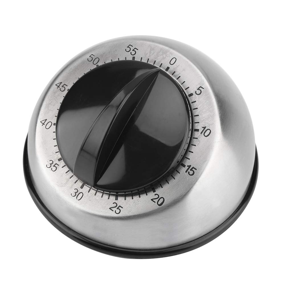 60 Minute Mechanical Kitchen Timer - Stainless Steel Wind-Up Analog Cooking Timer for Baking, Grilling, and Food Prep | Perfect for Home & Professional Kitchens