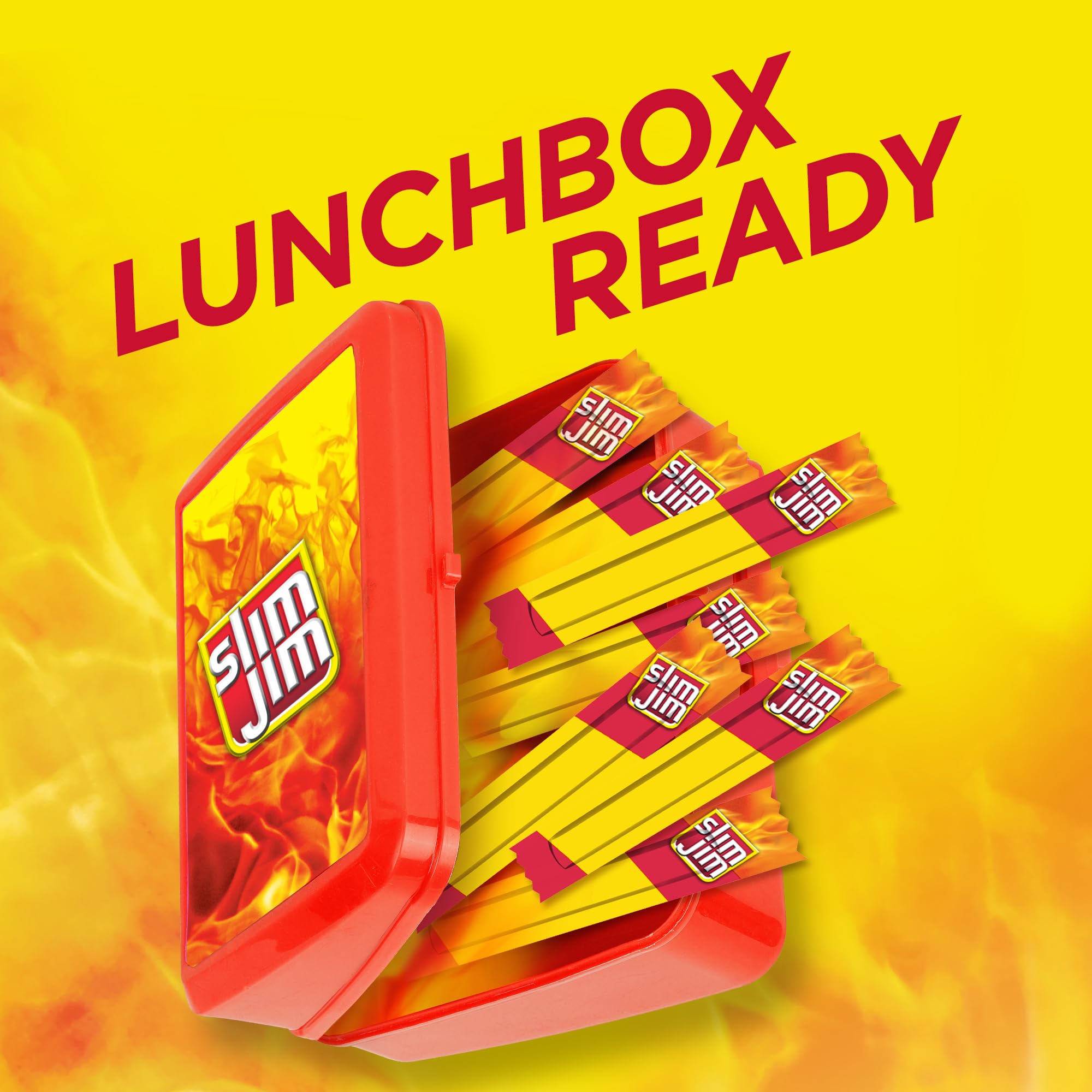 Slim Jim Original Smoked Meat Sticks - High Protein Snack (2g Protein Per Stick) - 0.44 oz. (100 Count) - Perfect for On-the-Go, Lunch Boxes, Camping & Road Trips