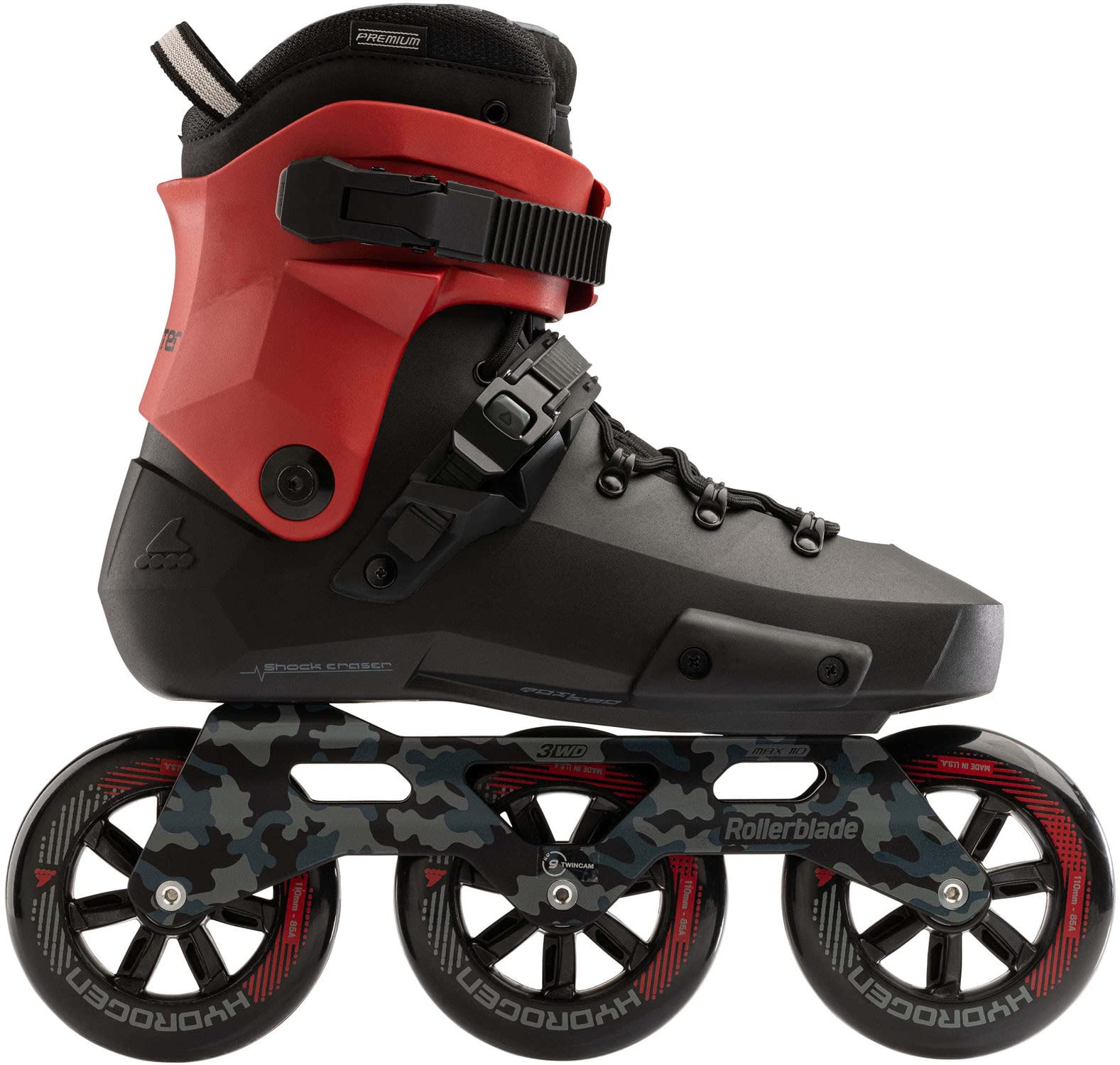 Rollerblade Twister 110 Unisex Adult Inline Skates - Black/Red Urban Performance Fitness Rollerblades for Men & Women - Perfect for Outdoor Exercise, City Commuting & Recreational Skating