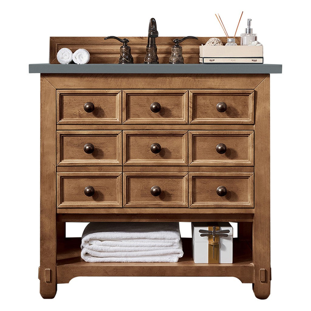 James Martin Vanities Malibu Collection 36-Inch Single Bathroom Vanity in Honey Alder with Countertop Options - Perfect for Modern Bathroom Remodeling and Home Renovation Projects
