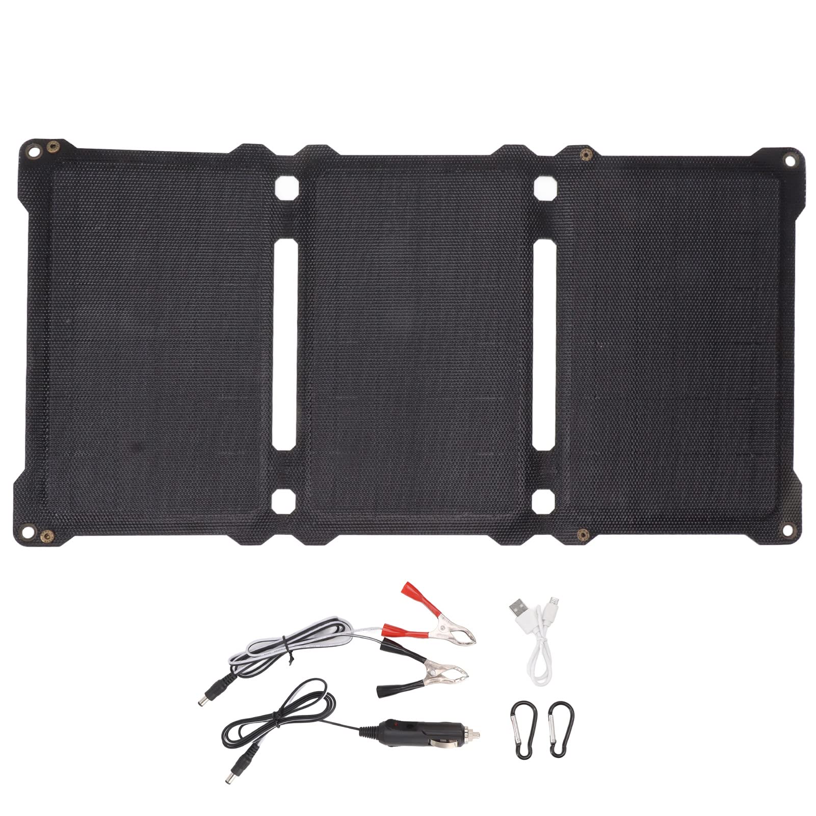 30W Monocrystalline Folding Solar Panel - Portable 3-Fold Solar Charger Kit for Hiking, Camping & Outdoor Adventures (Black) | Perfect for Backpacking, RV Trips & Emergency Power Supply