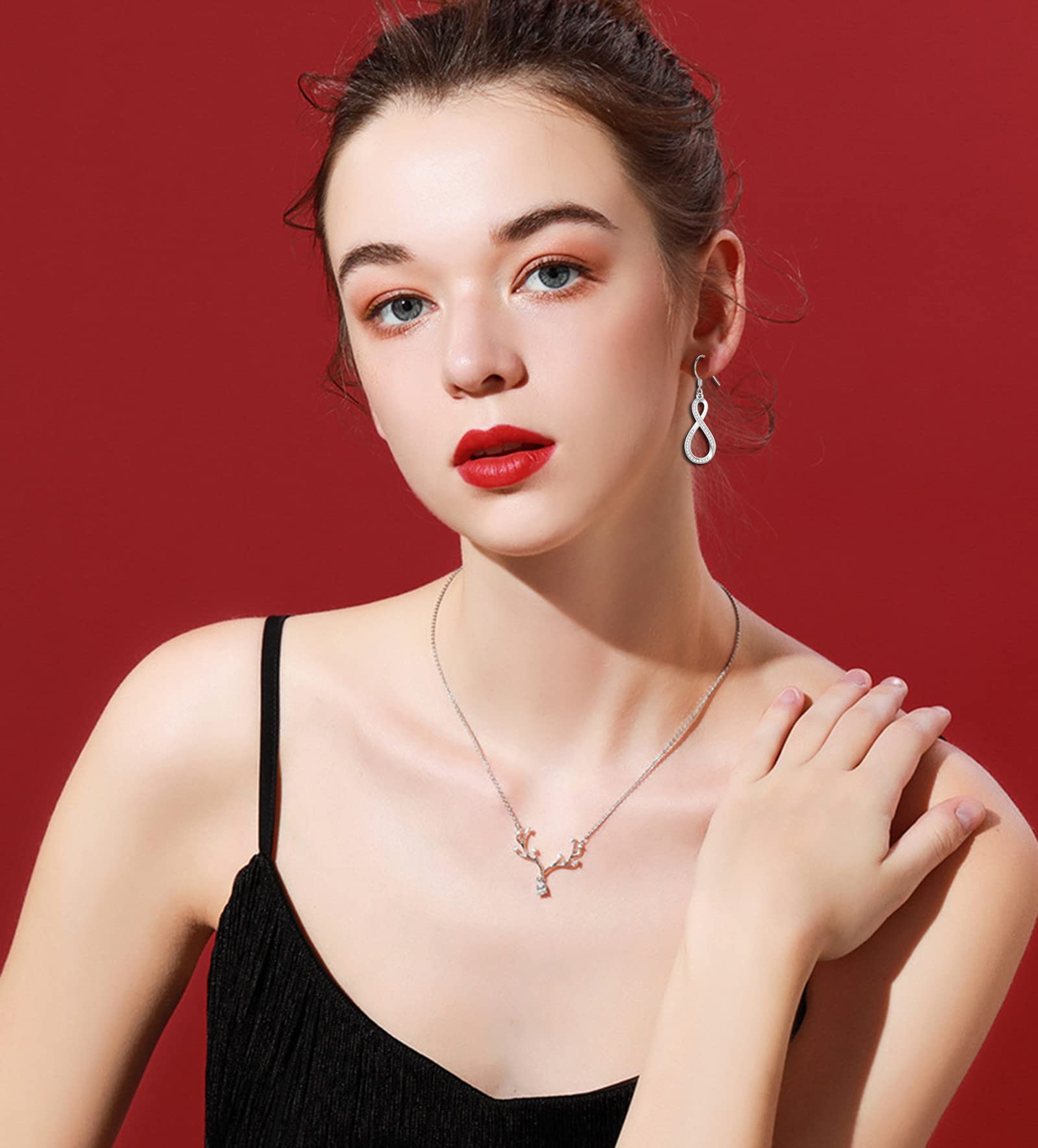 925 Sterling Silver Infinity Curve Drop Dangle Earrings for Women - Cubic Zirconia Jewelry Gifts for Birthday, Christmas & Anniversary - Elegant for Parties, Weddings & Daily Wear (Silver/Gold)