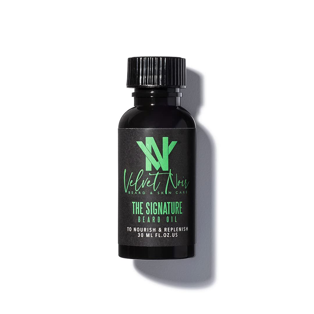 Velvet Noir Beard & Skin Care | Moisturizing Beard Oil with Lavender & Citrus - 1oz for Dry, Patchy, Coarse & Curly Facial Hair | Best for Daily Grooming, Beard Softening & Skin Hydration