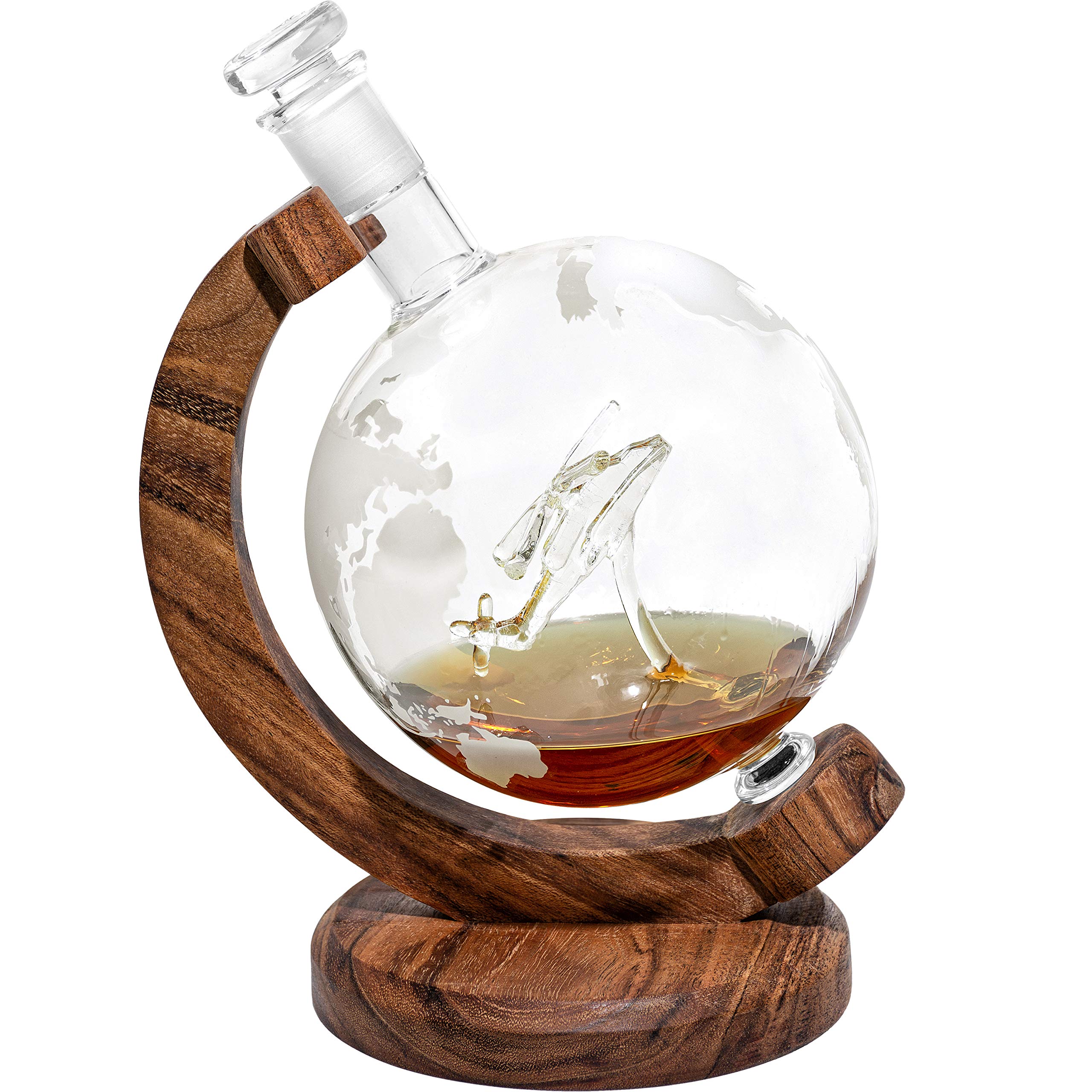 Helicopter Etched Globe Whiskey Decanter with Mini Helicopter Inside - Unique Personalized Pilot Gift for Promotion, Retirement, Anniversary & Milestone Celebrations - Perfect for Aviation Enthusiasts & Whiskey Lovers