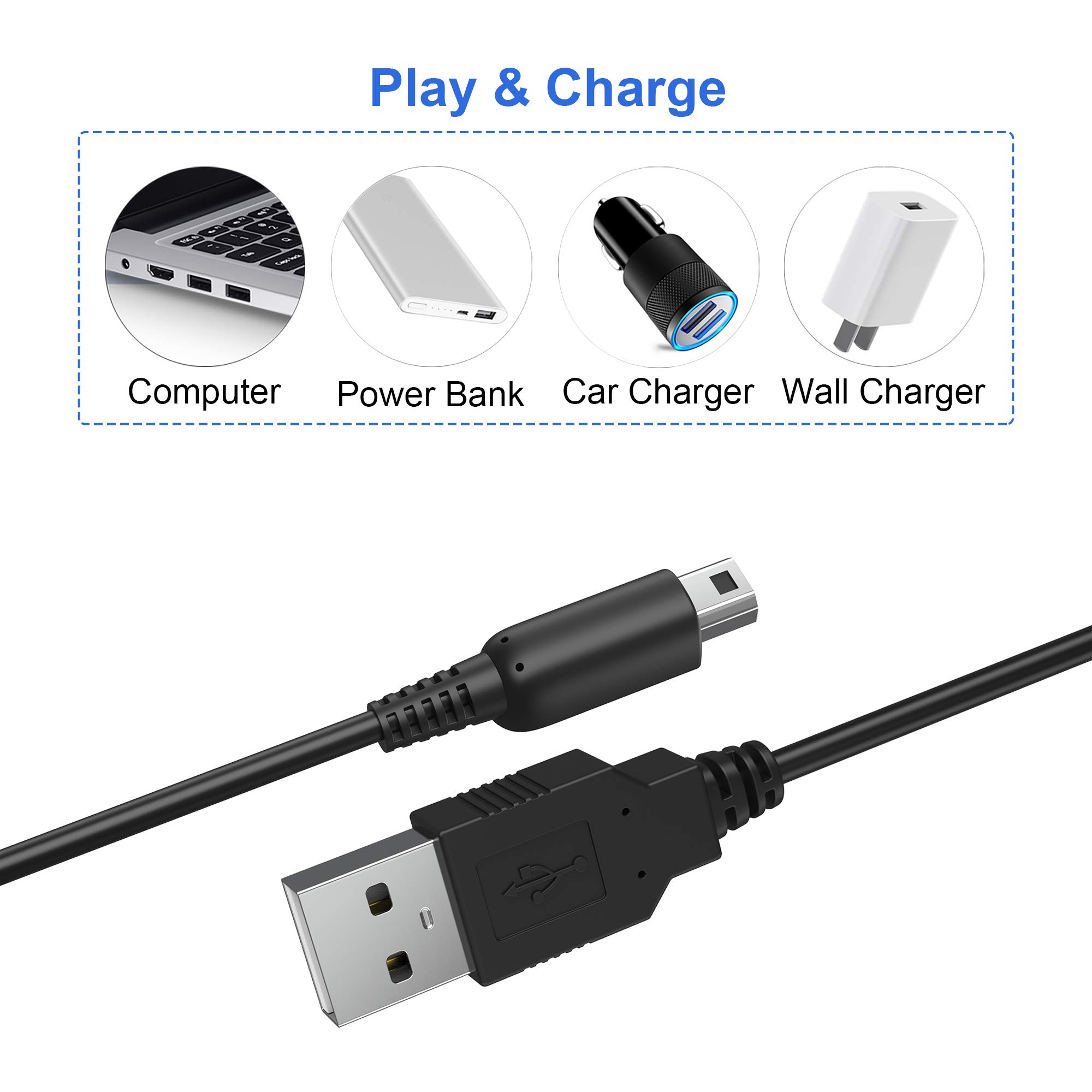 Original Nintendo DSi USB Charger Cable Kit - Fast Charging Power Cord with 3 Stylus Pens for DSi XL/LL - Perfect for Gaming On-The-Go & Travel Accessories