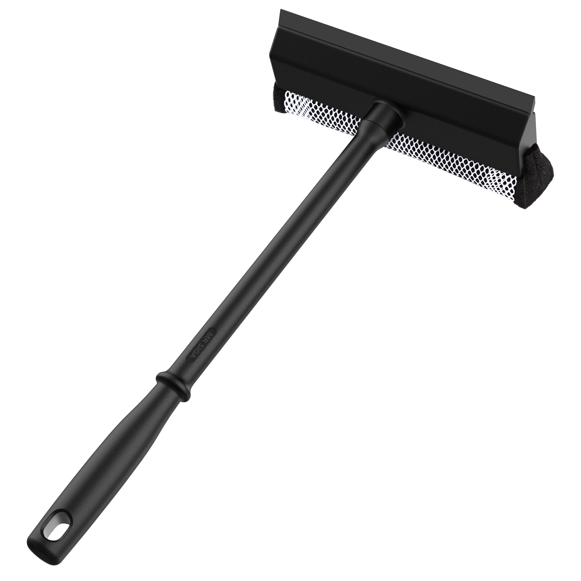 MR.SIGA Professional Car Window Squeegee - 2 in 1 Windshield Cleaner with Rubber Blade & Sponge Scrubber, Ergonomic Handle for Streak-Free Cleaning - Perfect for Car Wash, Home Windows & Glass Surfaces