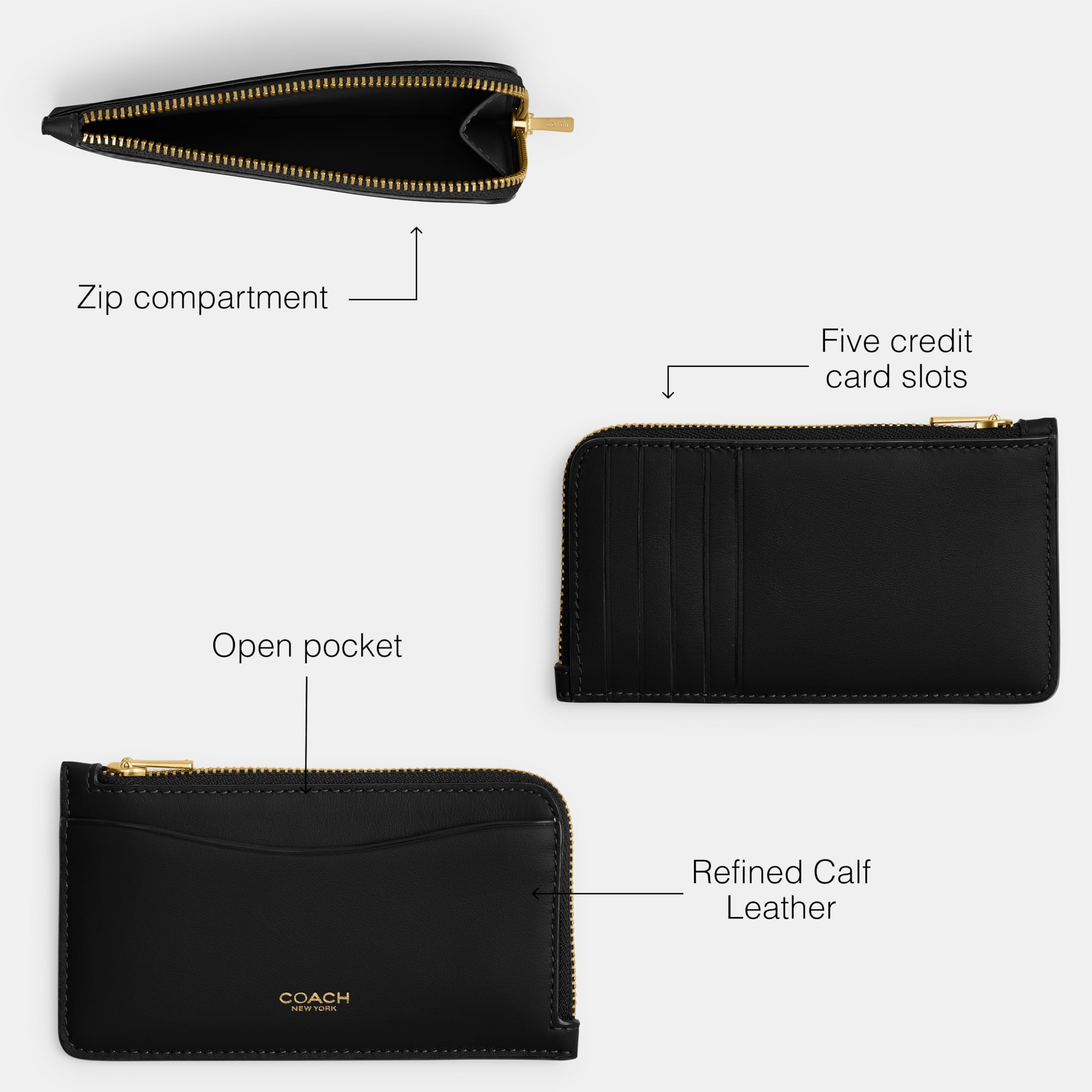 Coach Women's Zip Case Travel Wallet - Leather Envelope Card Holder for Credit Cards & ID (Perfect for Travel, Business & Everyday Use)